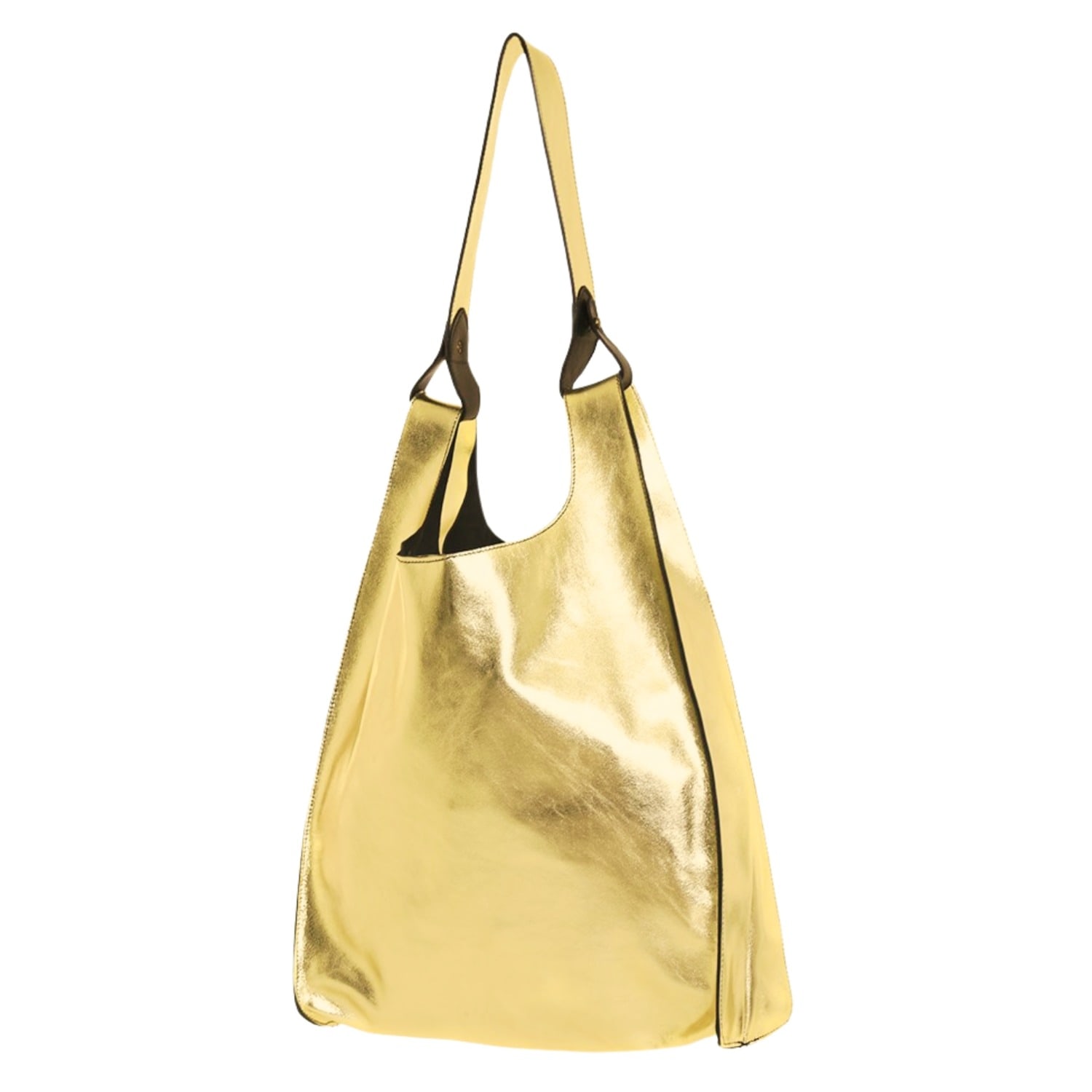 Juan-jo Women's Gold Leather Shoulder Bag - Slouchy Hobo Handbag In Gold