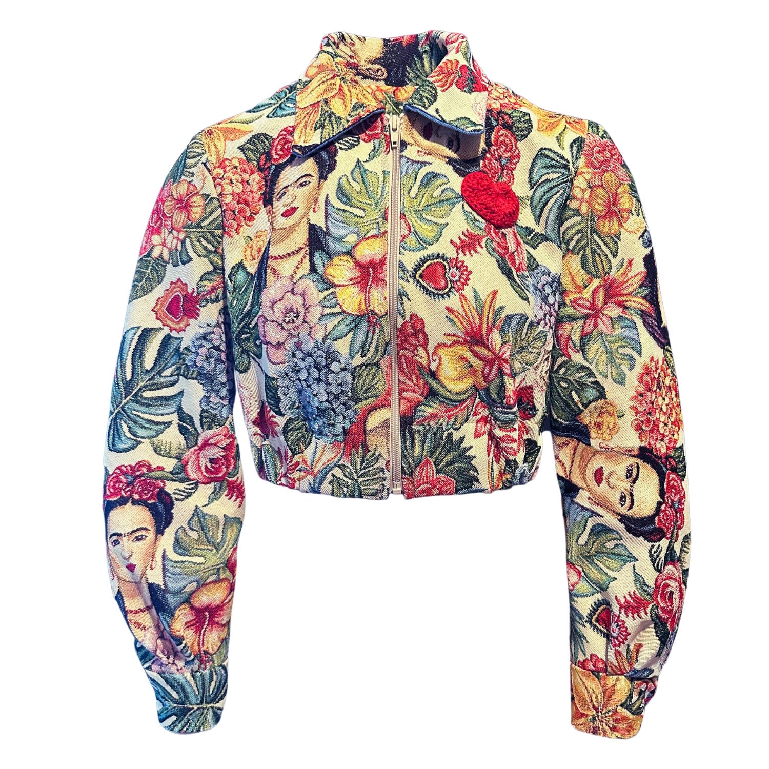 Women's Brown / Gold Frida Tapestry Cropped Upcycled Jacket | Extra Small | Couture to Your Door