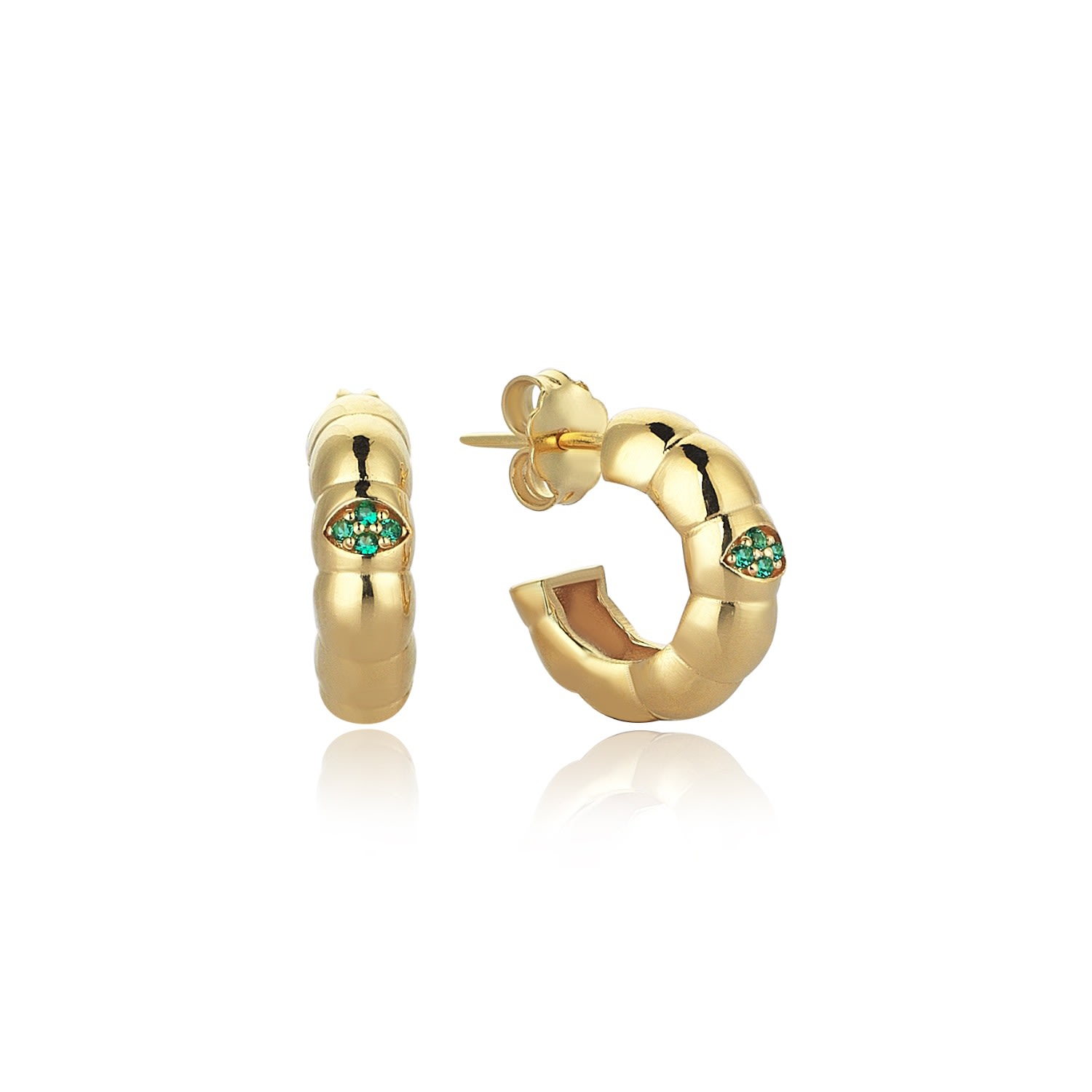 Women’s Fureya Small Hoop Earrings In Sterling Silver With Gold Plated Dark Green Odda75