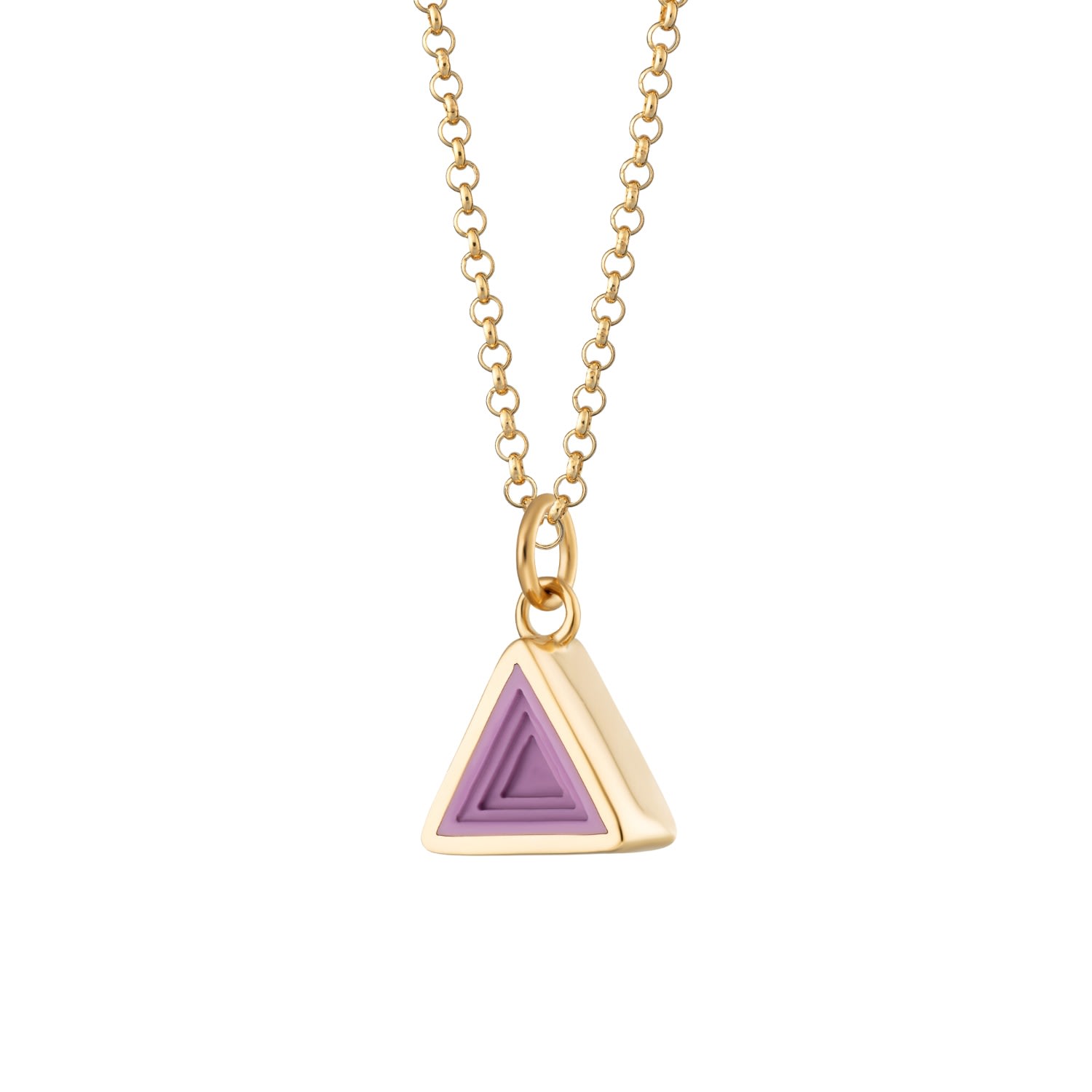 Women’s Gold / Pink / Purple Gold Plated Geometric Purple Triangle Charm Necklace Lily Charmed