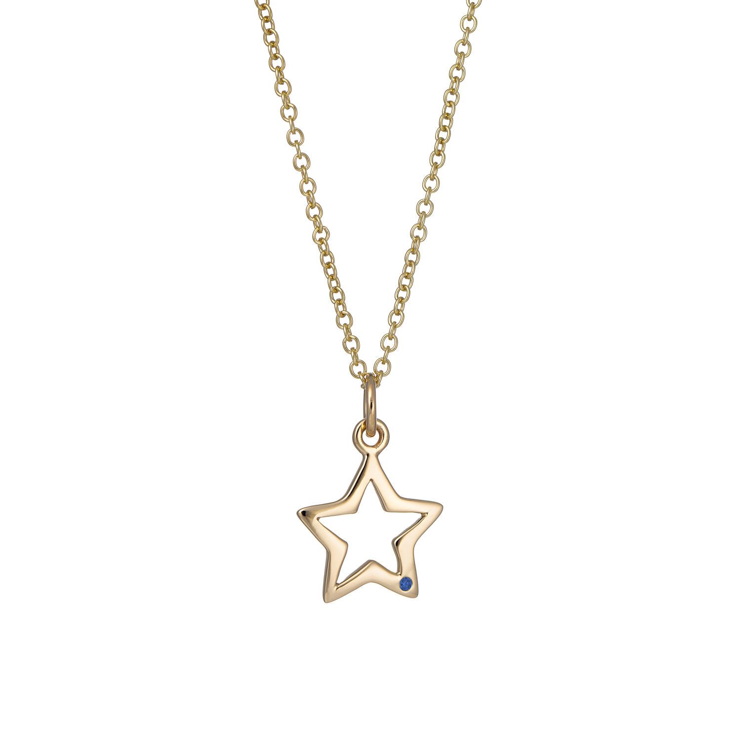 Women’s Solid Gold Open Star Necklace With Sapphire Lily Charmed