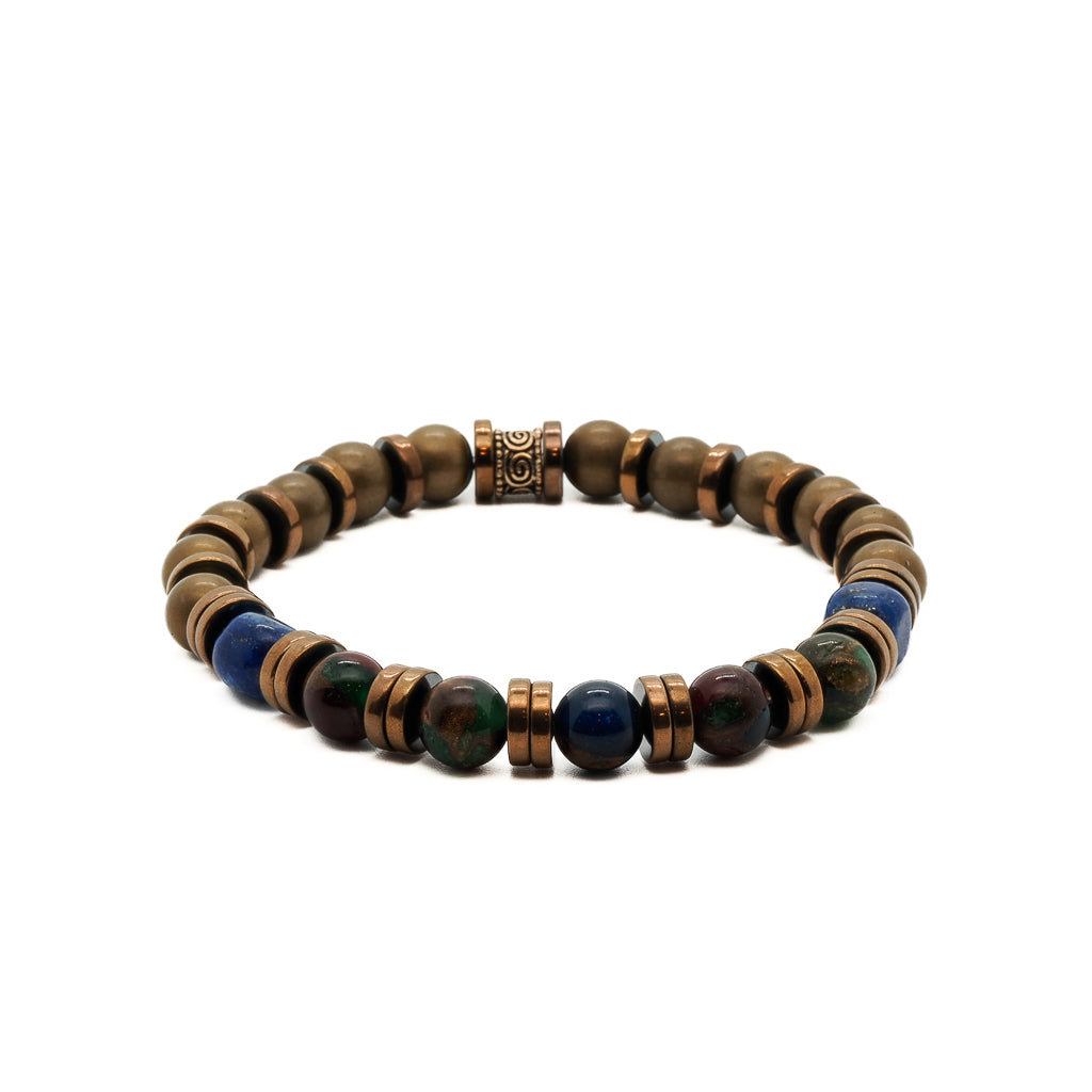 Blue / Brown Men’s Style Jasper Beaded Bracelet -Brown Ebru Jewelry