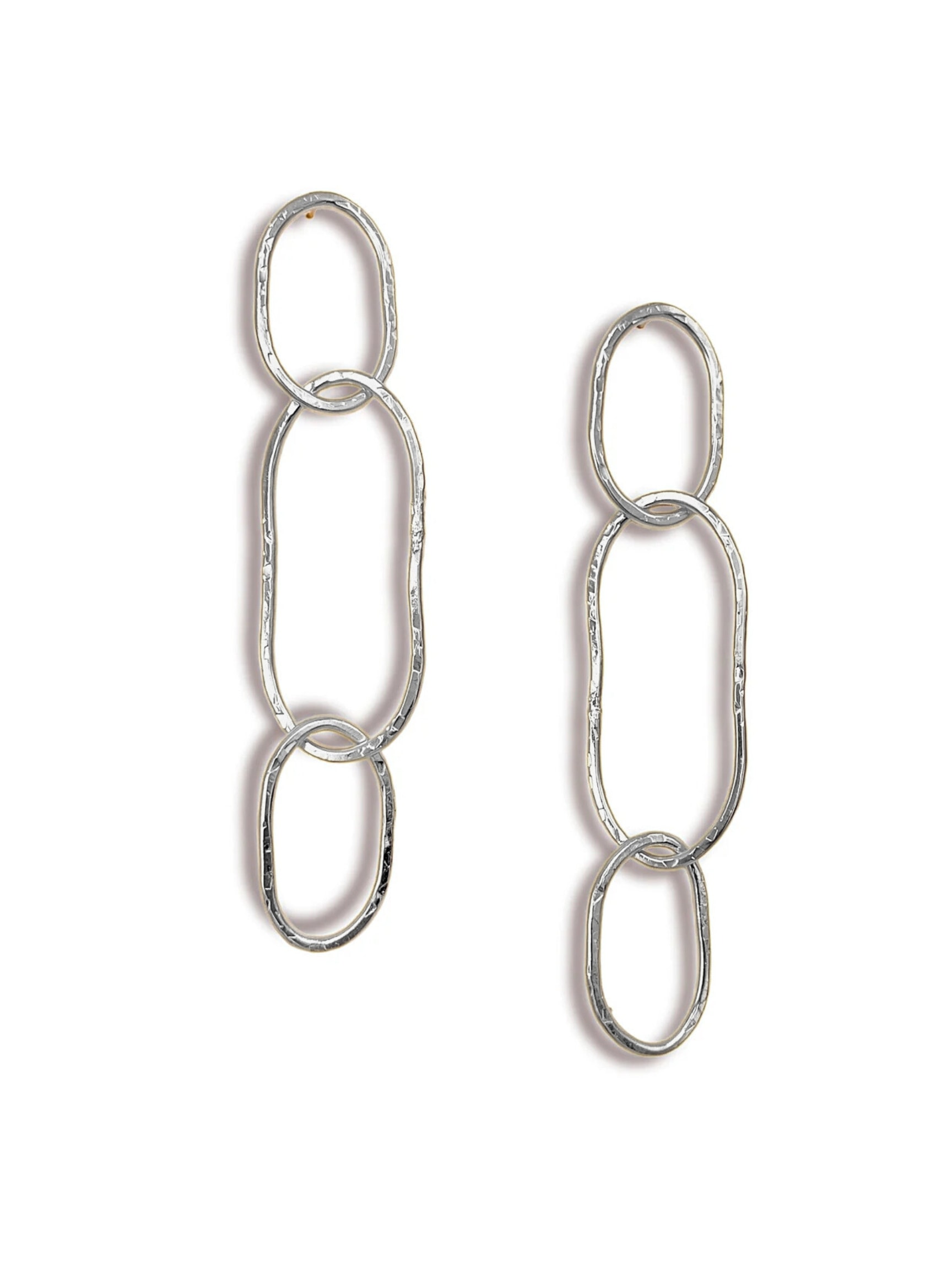 Jaredjamin Women's Silver Shackle Link Dangle Post Earrings