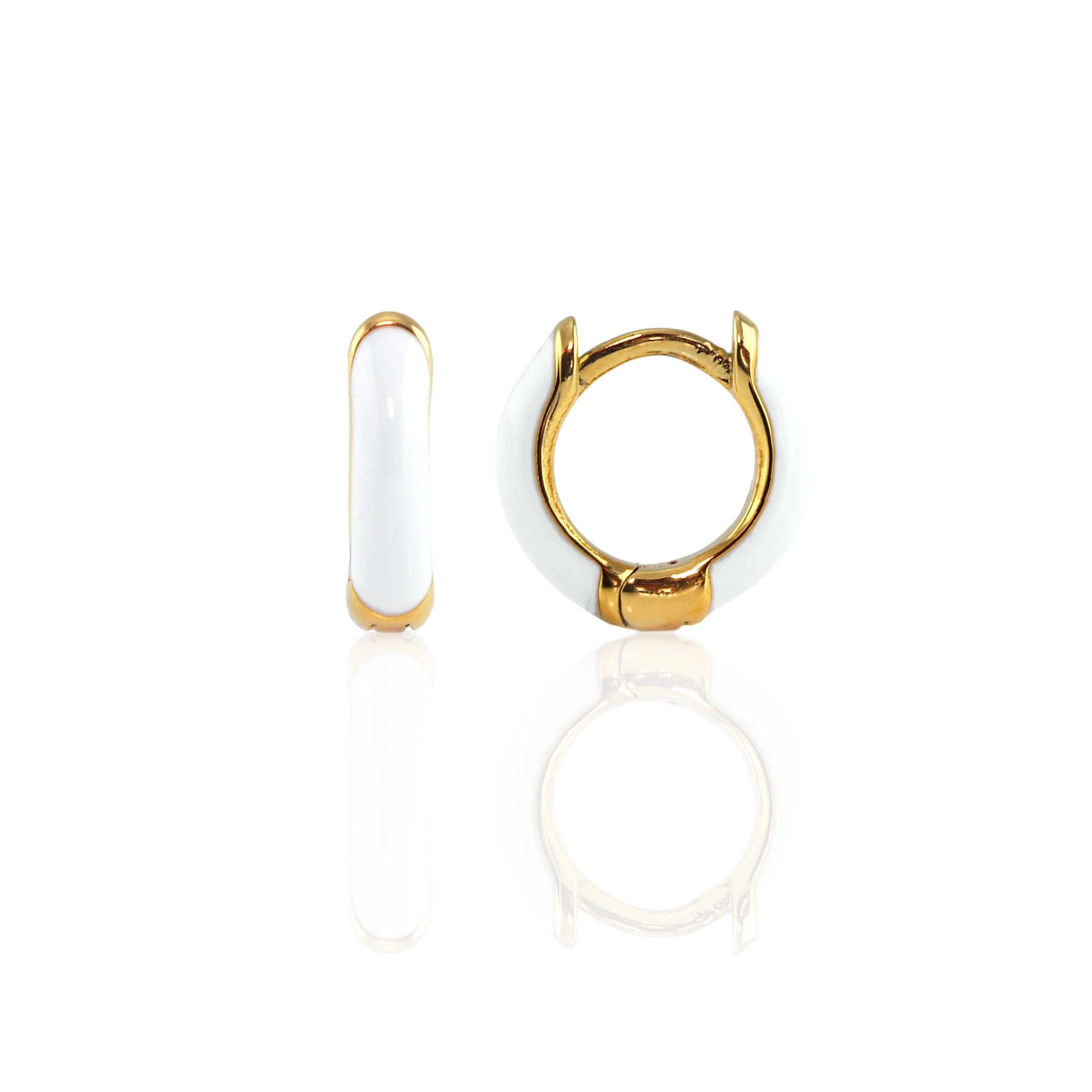 Women’s White Enamel Hoop Earrings Gold Vermeil Kris Nations