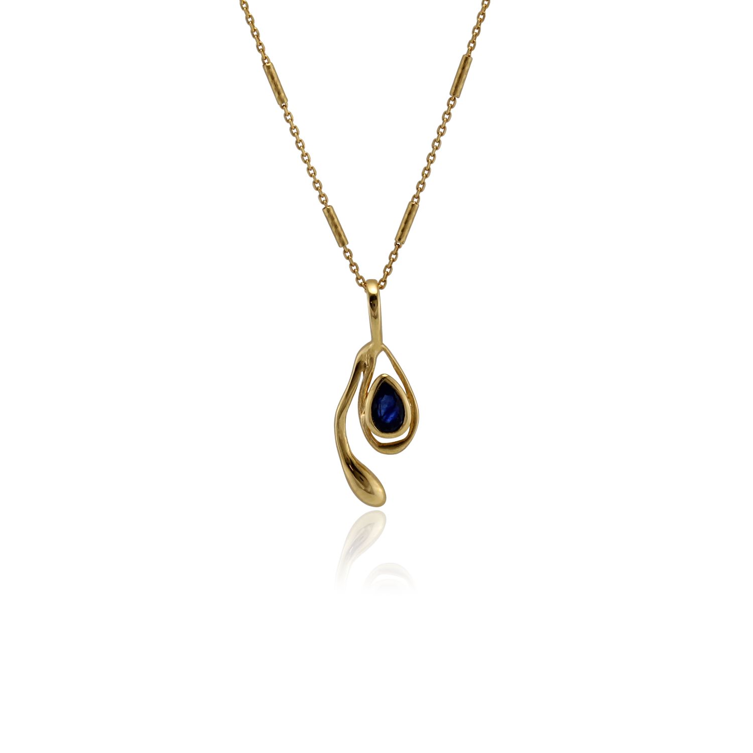 Isla Silver Women's Gold / Blue Blue Sapphire Handmade Gold Vermeil Pendant In Multi
