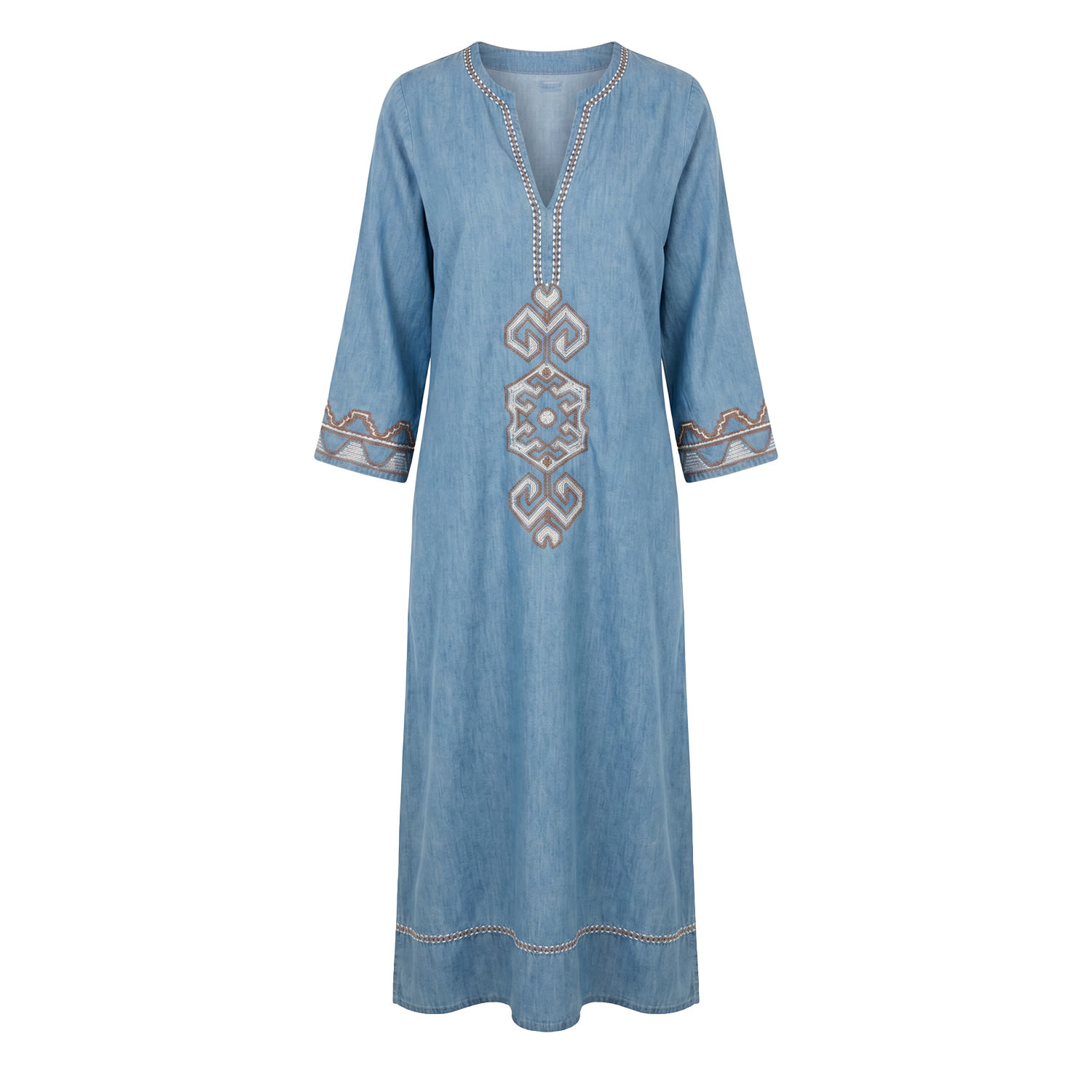 Women's Blue Sofia Chambray Bell Sleeve Dress In Eterna | Extra Small | Adrift Clothing