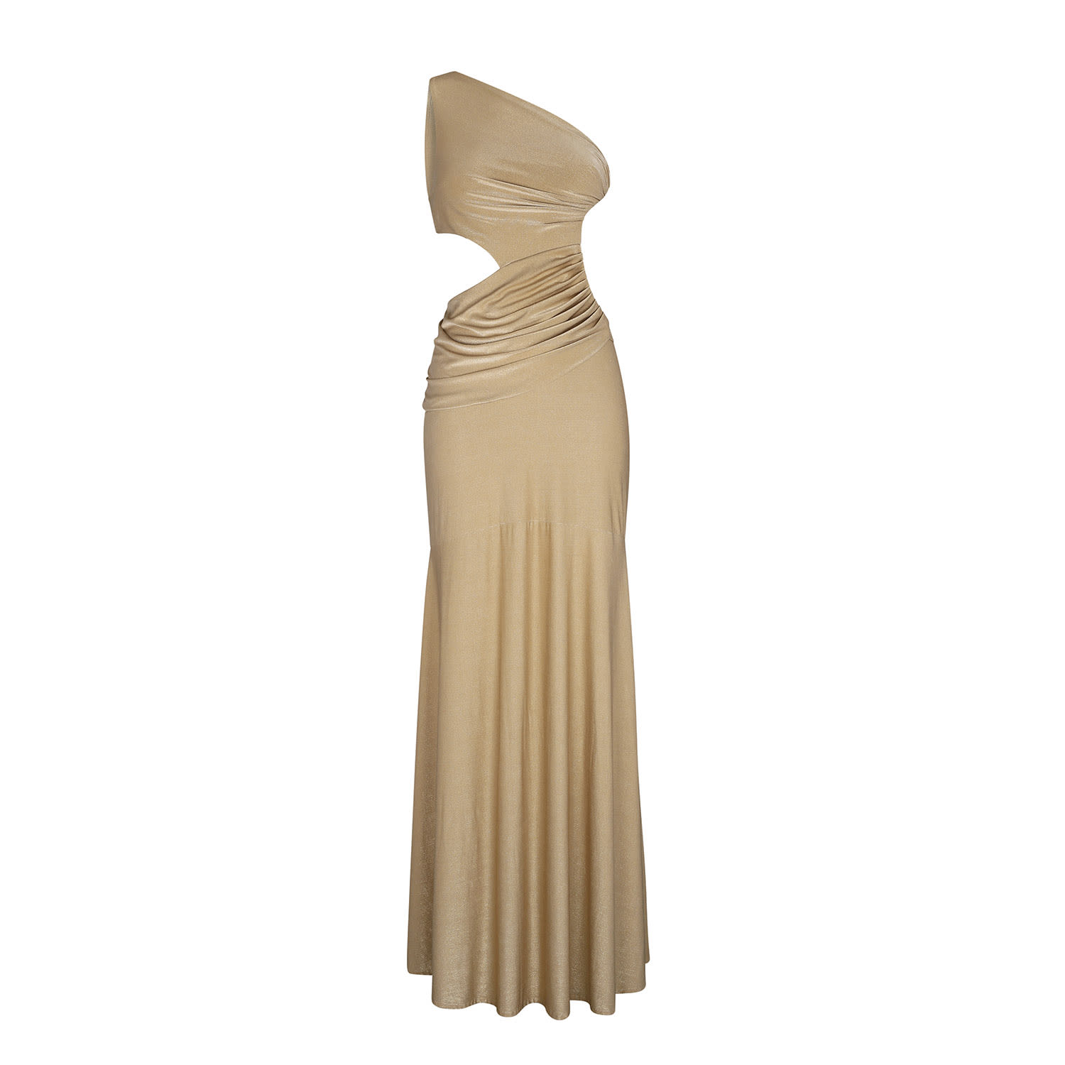 Women’s Gold Doree Asymetric Maxi Dress Small Aguaclara