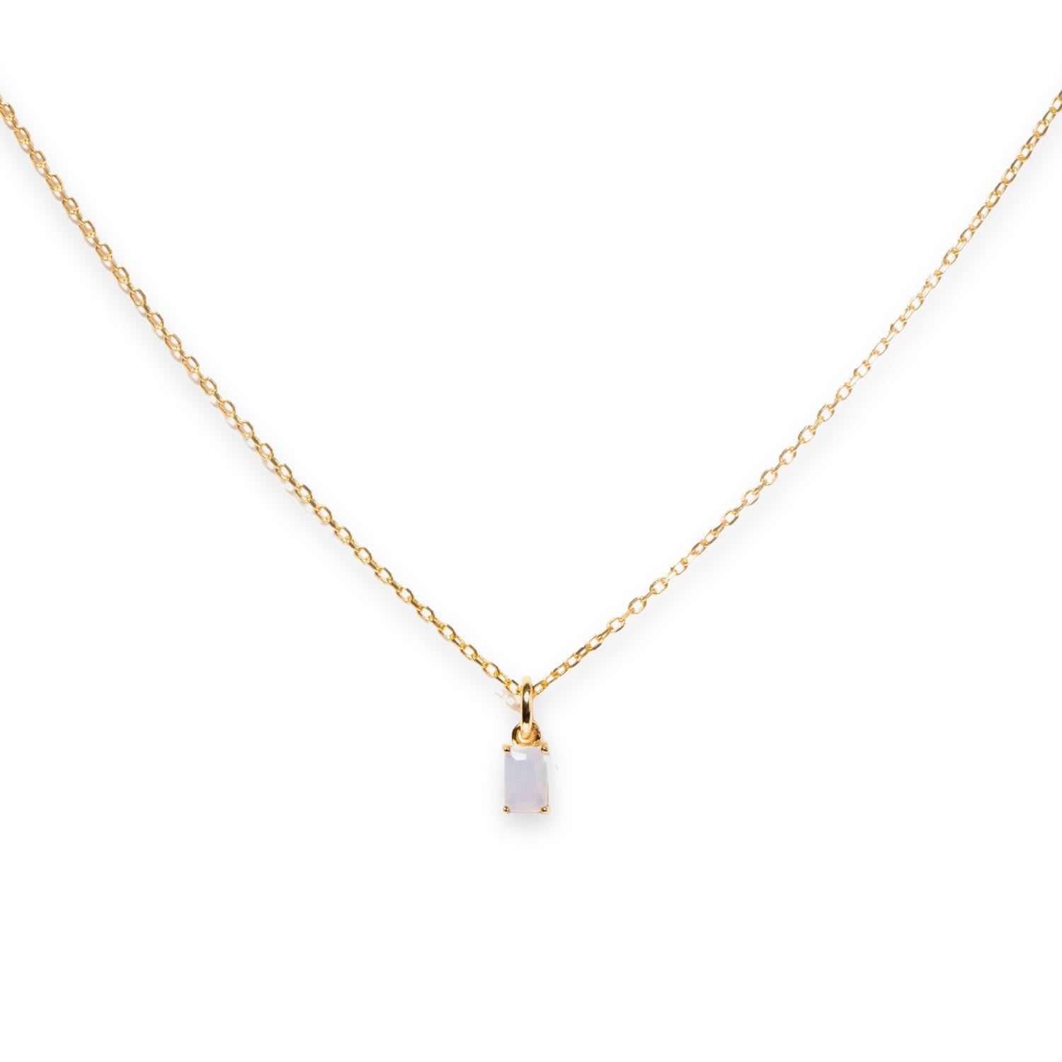 Women’s White Baguette Moonstone June Birthstone Necklace Little Sky Stone