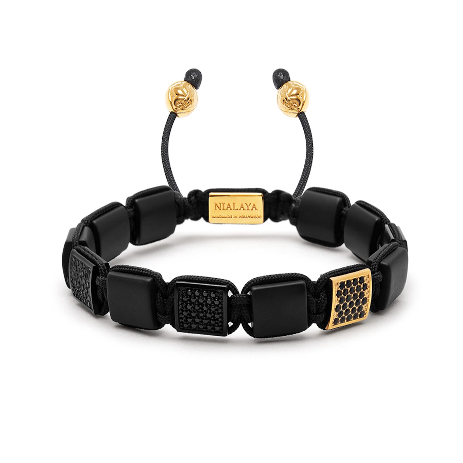 Men’s Gold / Black The Cz Flatbead Collection - Black, Gold Nialaya