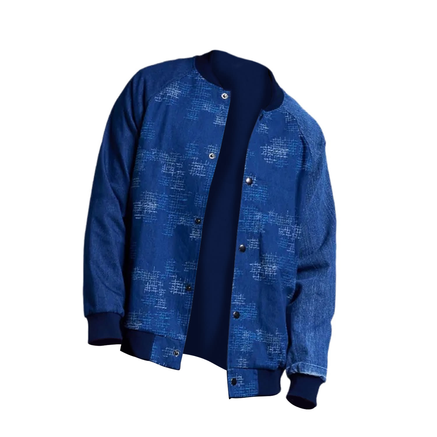 Story Wear Men's Blue Patchwork Baseball Jacket
