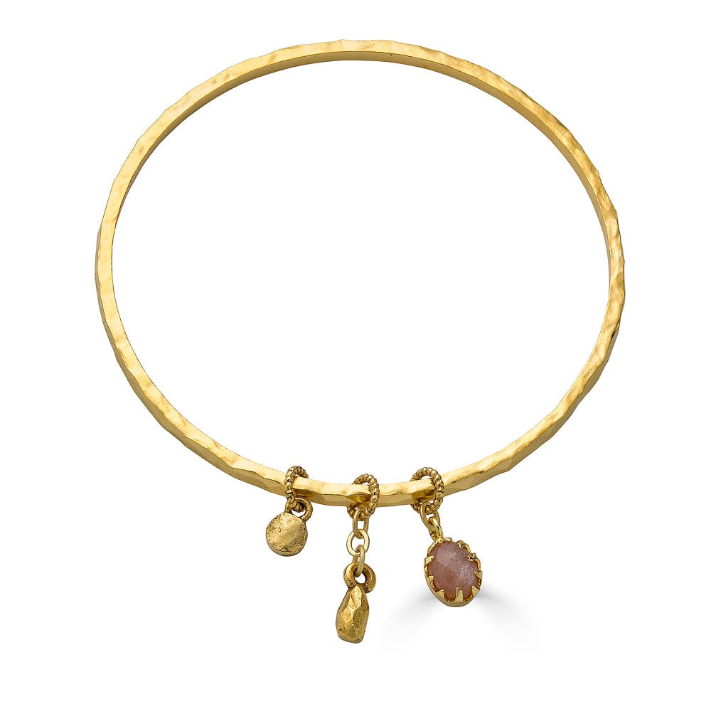 Loni Paul Jewelry Women's Gold / Pink Peach Moonstone Talisman Bangle Bracelet In Multi