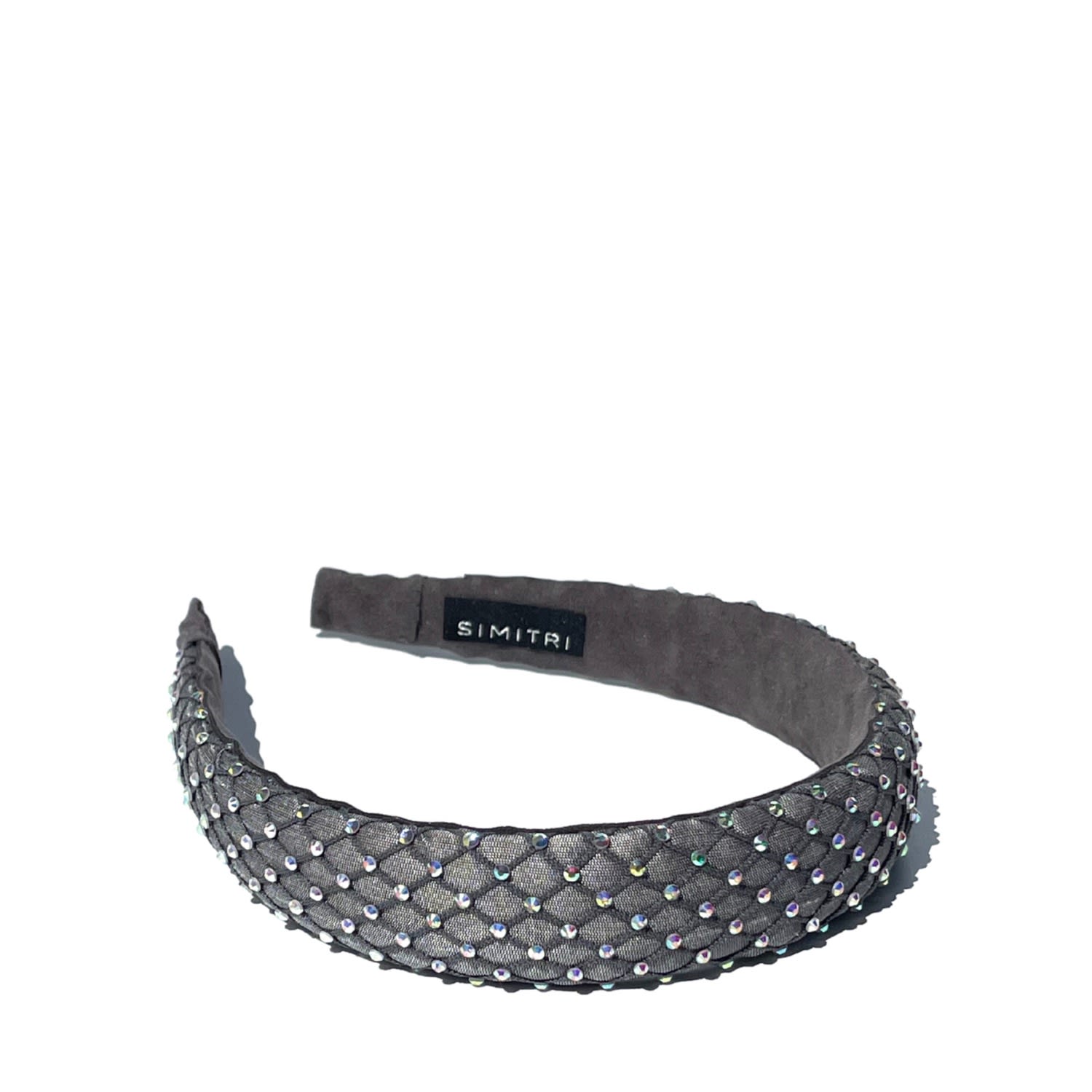 Simitri Women's Grey / Silver Grey Fishnet Headband In Black