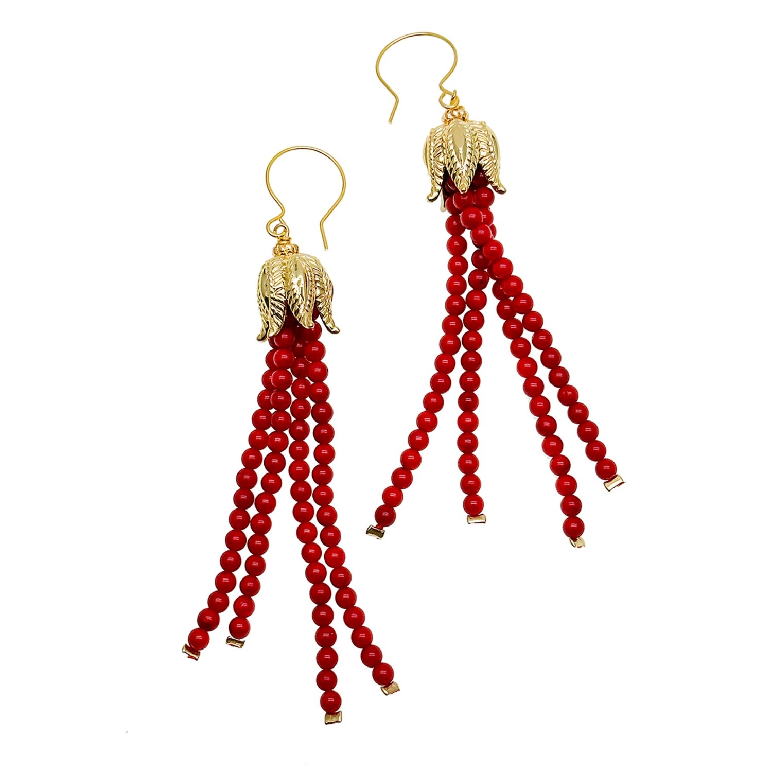 Women’s Red Coral Tassel Earrings Farra