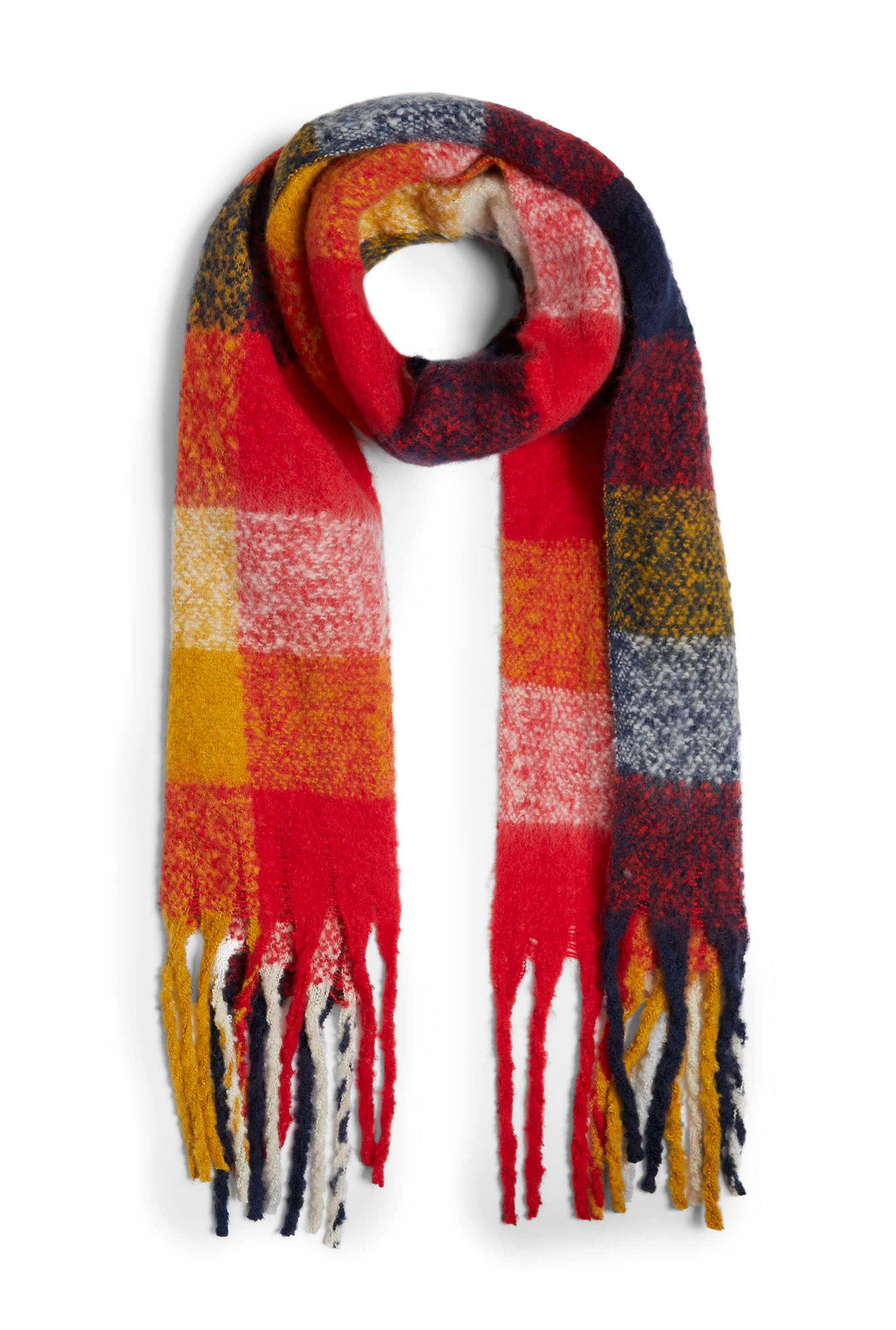 Women’s Yellow / Orange / Red Arlequin Checkered Scarf Red One Size James Lakeland