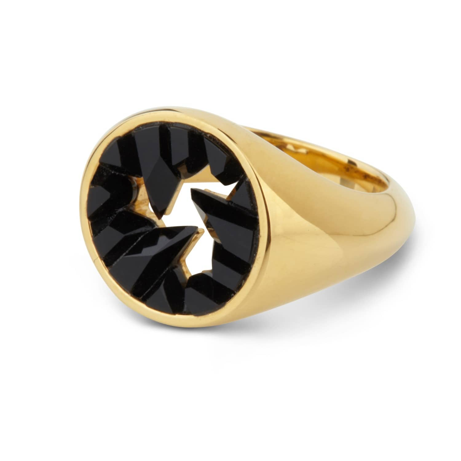 Gravel, Gold-Tone With Black Onyx Signet Ring, In stock!