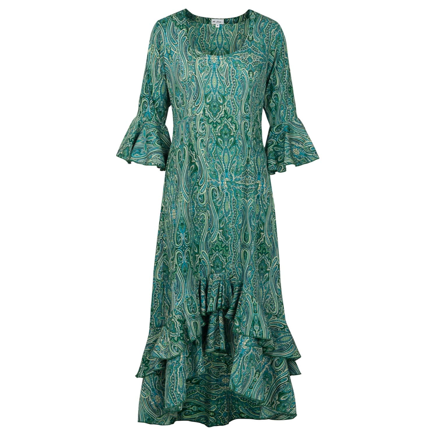 green paisley dress