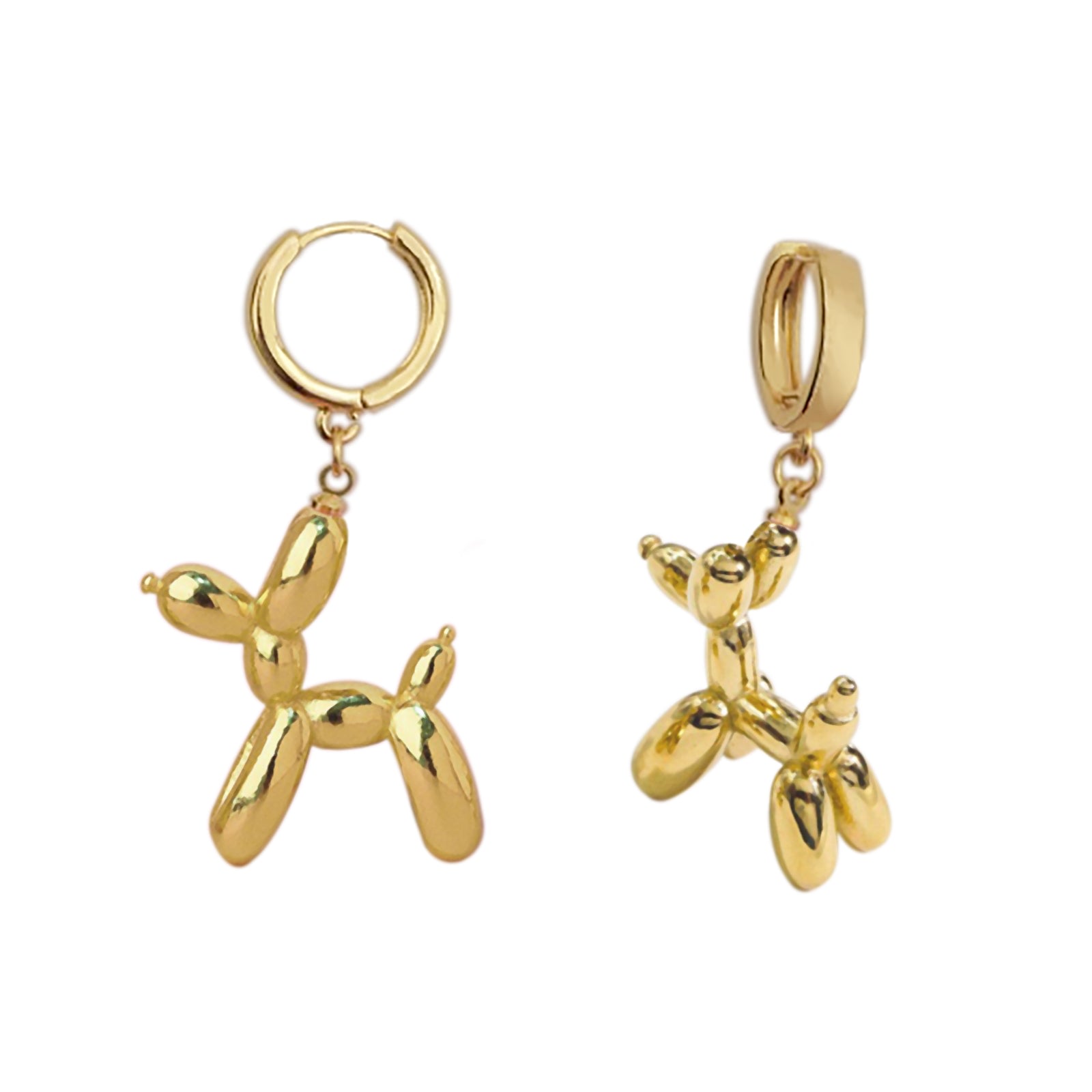 Women’s Gold Balloon Poodle Hoops Earrings Ninemoo