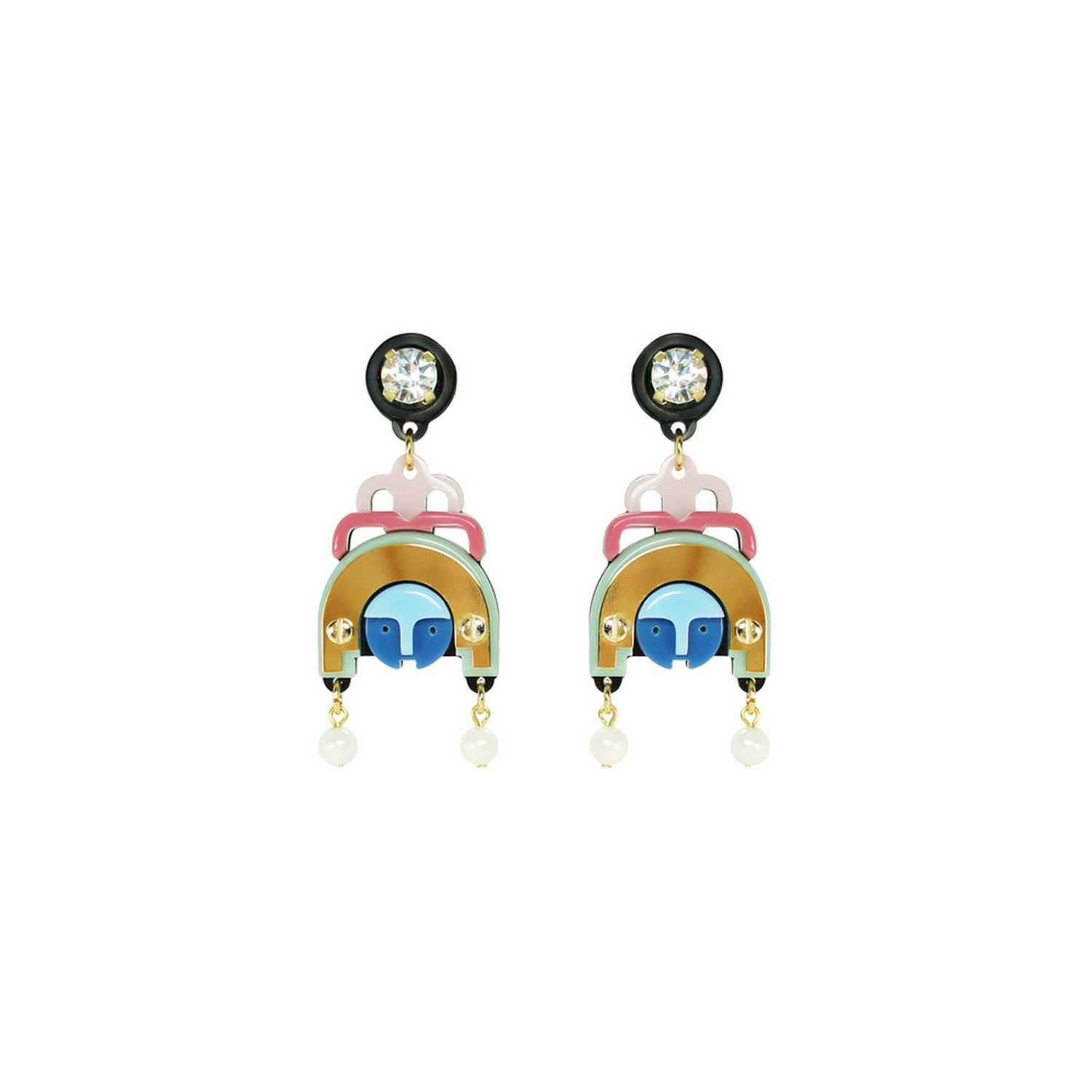 Gissa Bicalho Women's Acrylic Handmade Earring Ixchel - Blue In Multi