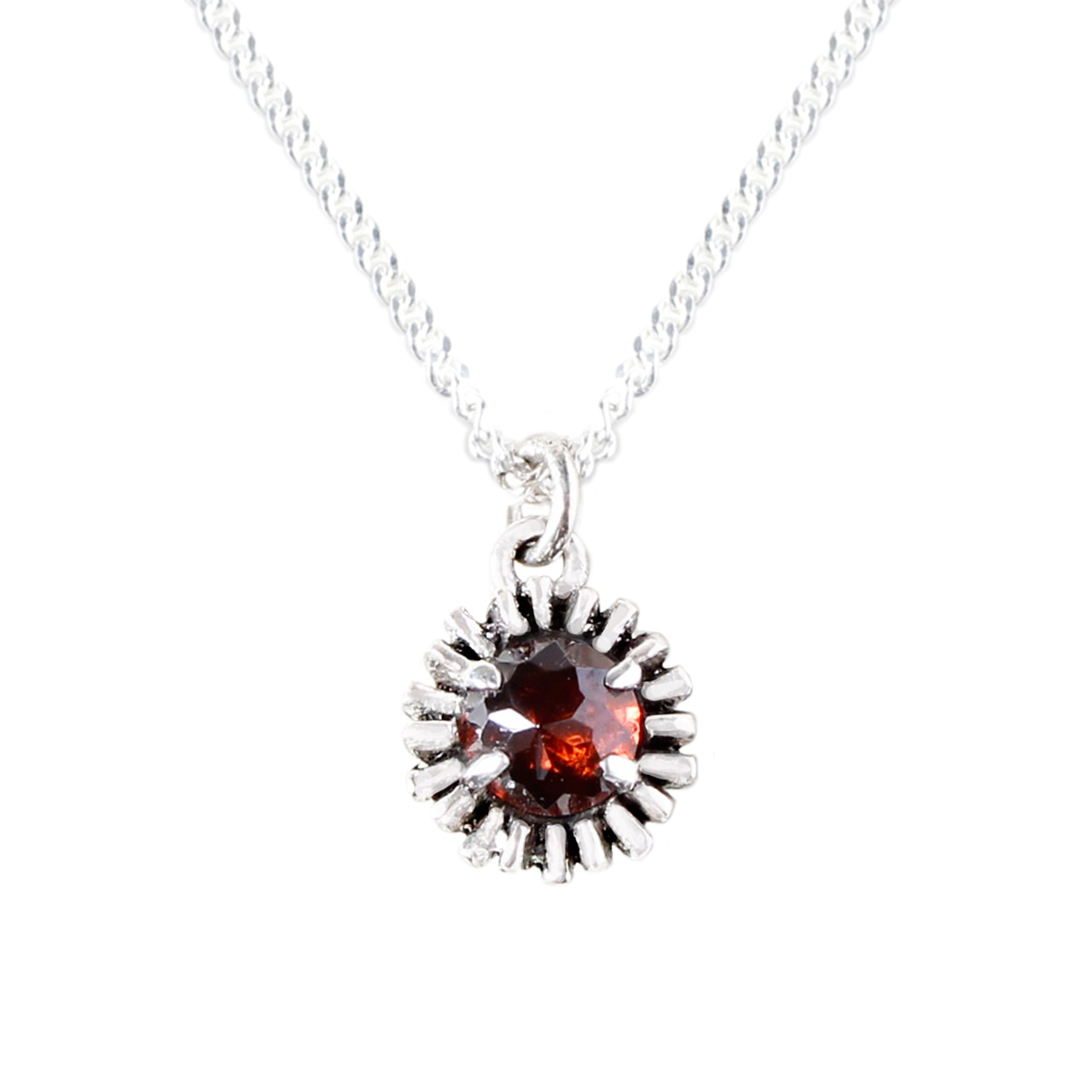 Women’s Dahlia Bud Garnet Necklace - Silver Lee Renee