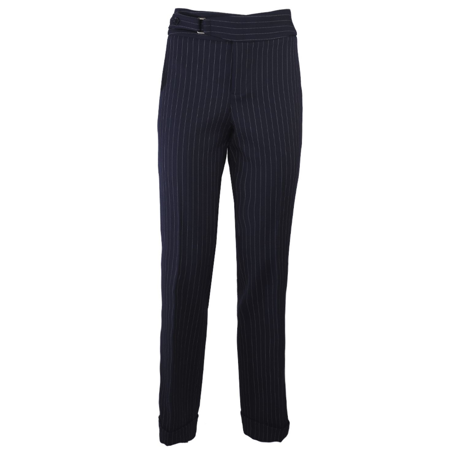 Women’s Blue Navy Pinstripe Crepe Classic Straight Pants Xxs The Extreme Collection