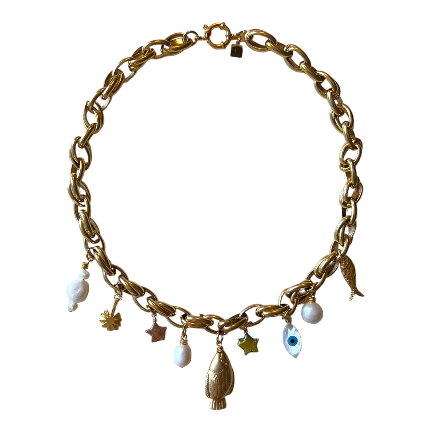 Women’s Chiara Pearl & Gold Charm Necklace Sccollection