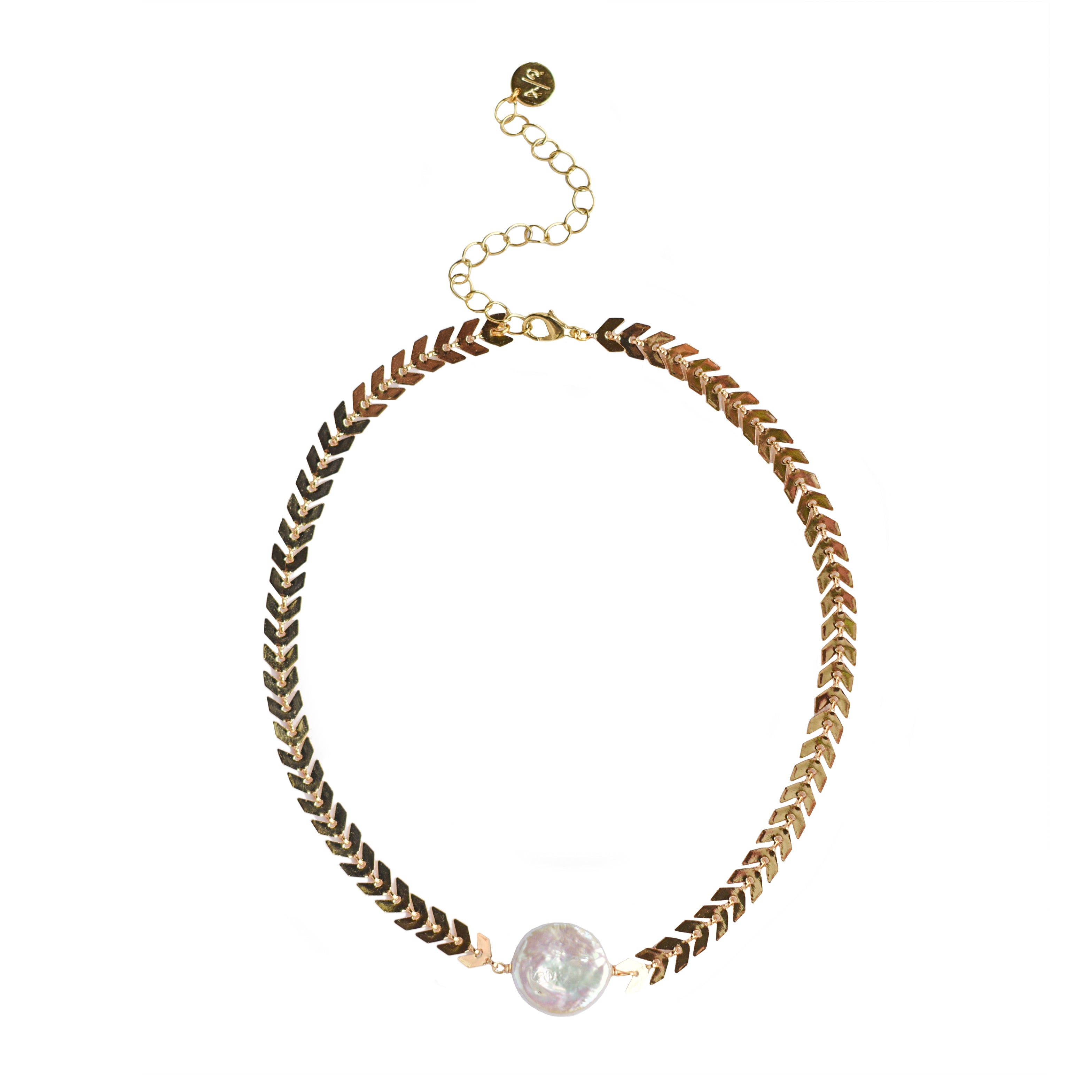Adriana Pappas Designs Women's Chevron Pearl Choker In Yellow