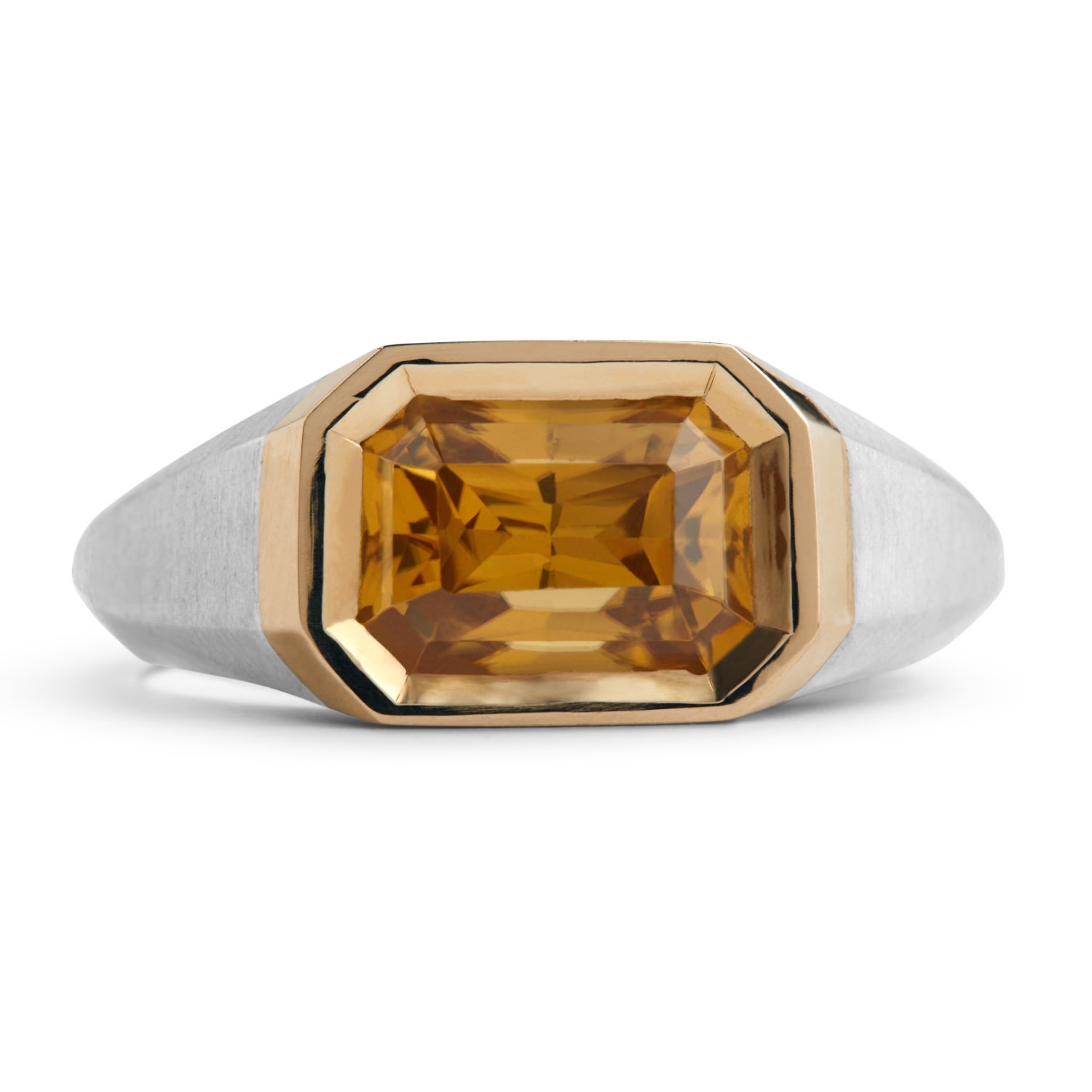 Kasun Women's Signet Ring - Silver & Gold - Natural Peach  Zircon In Silver