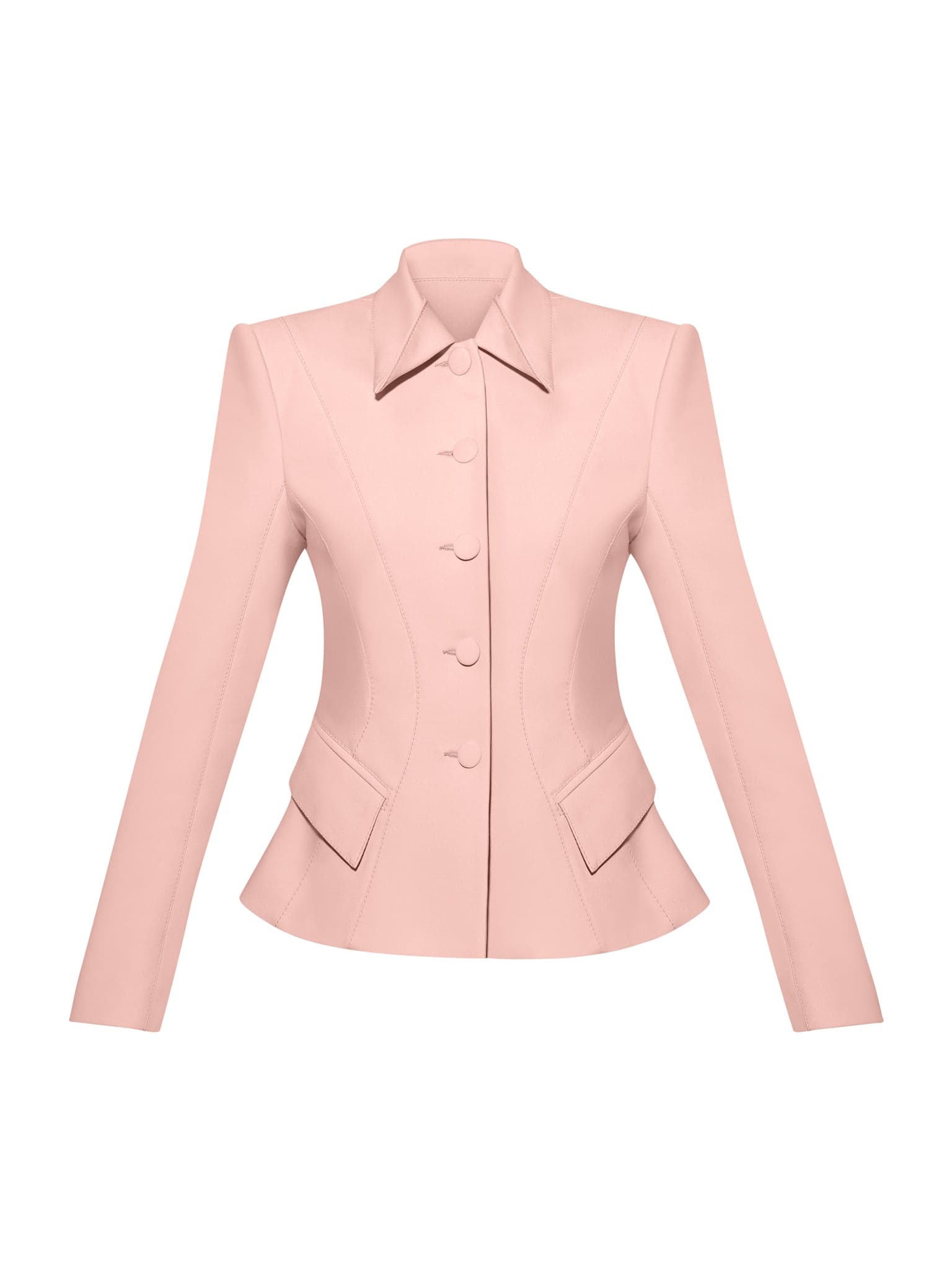 Hourglass Blazer Jacket In Cotton - Light Pink | Tia Dorraine