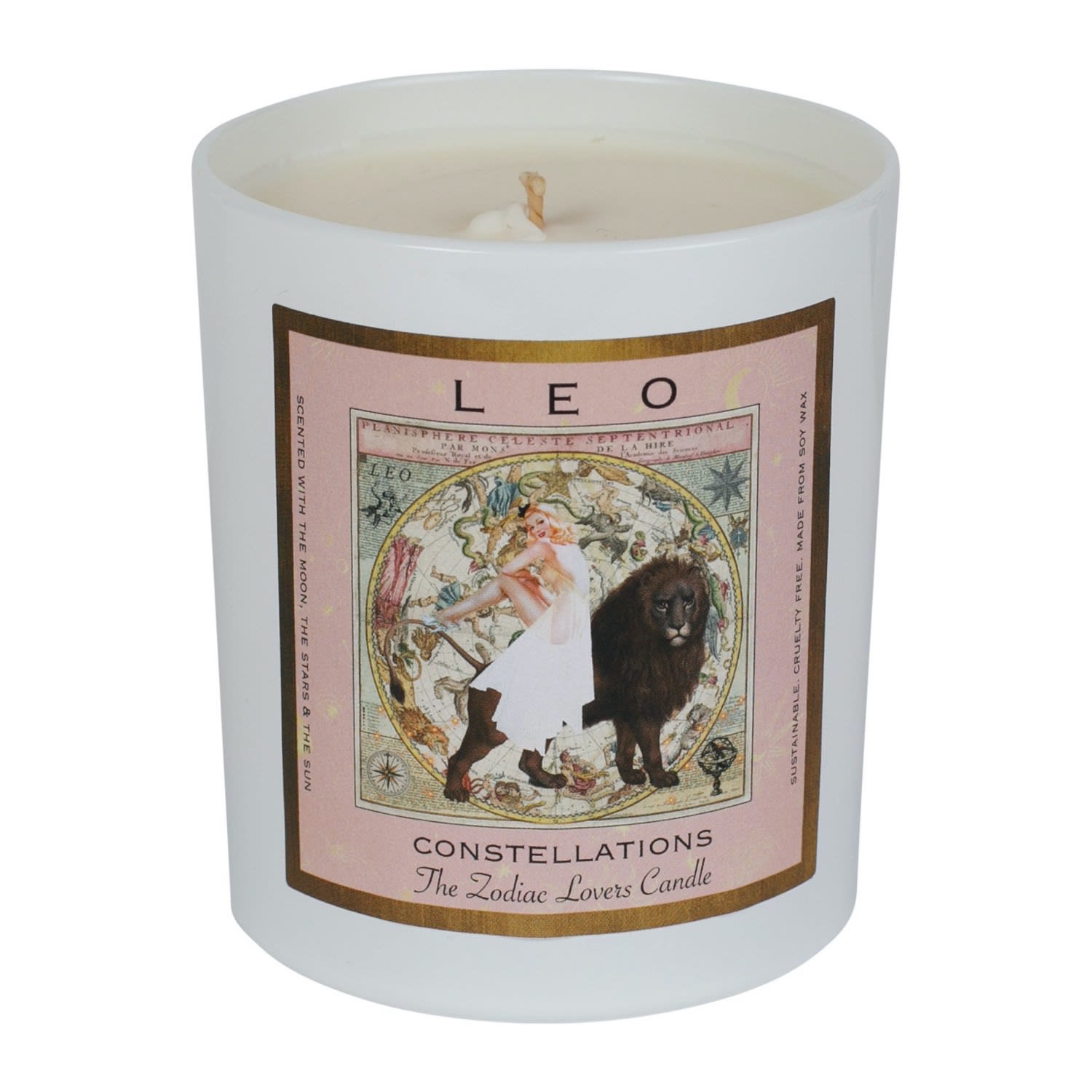 White Zodiac Candle - Leo Myrtle & Mary