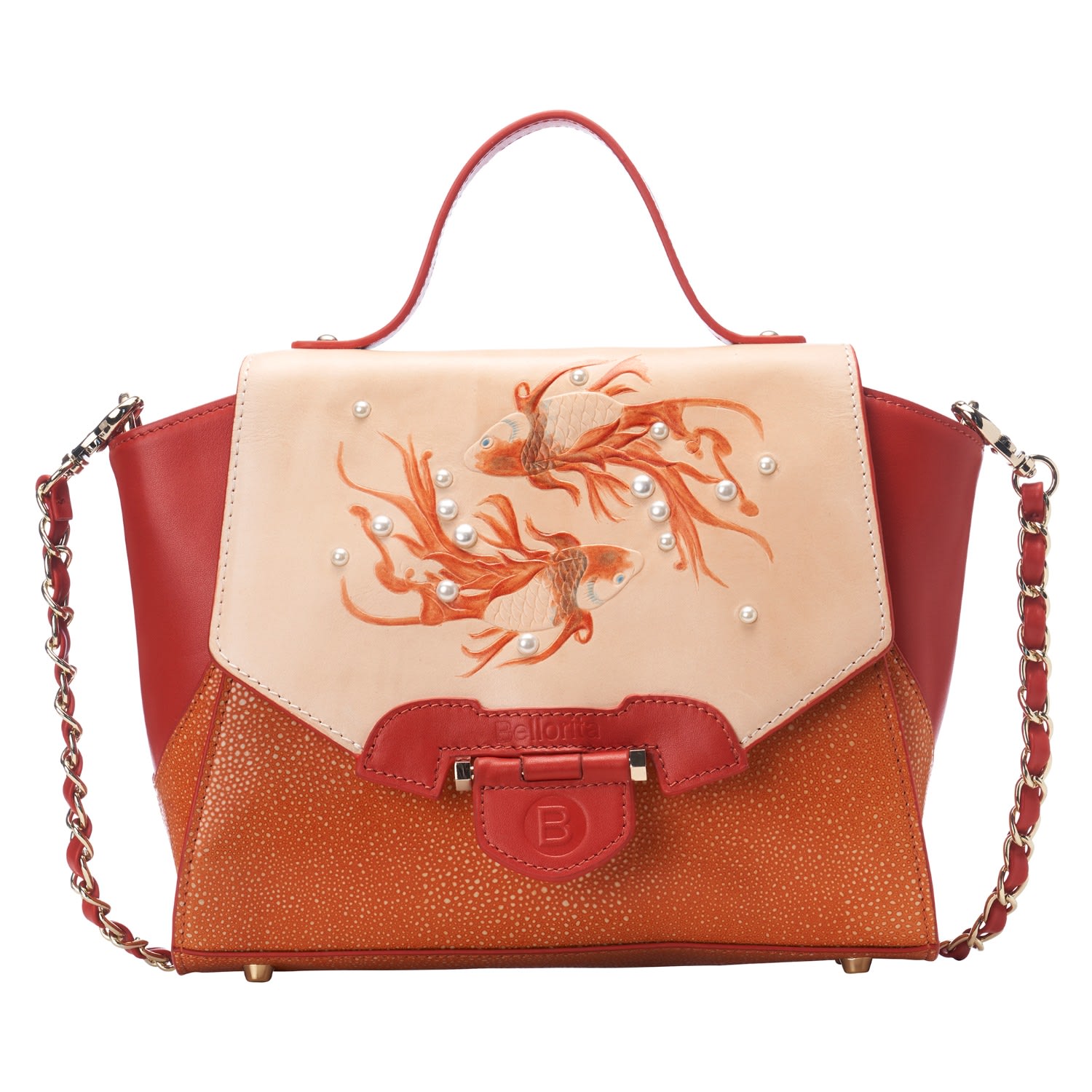 Women’s Yellow / Orange Koi Satchel Leather Bag Small Orange Bellorita