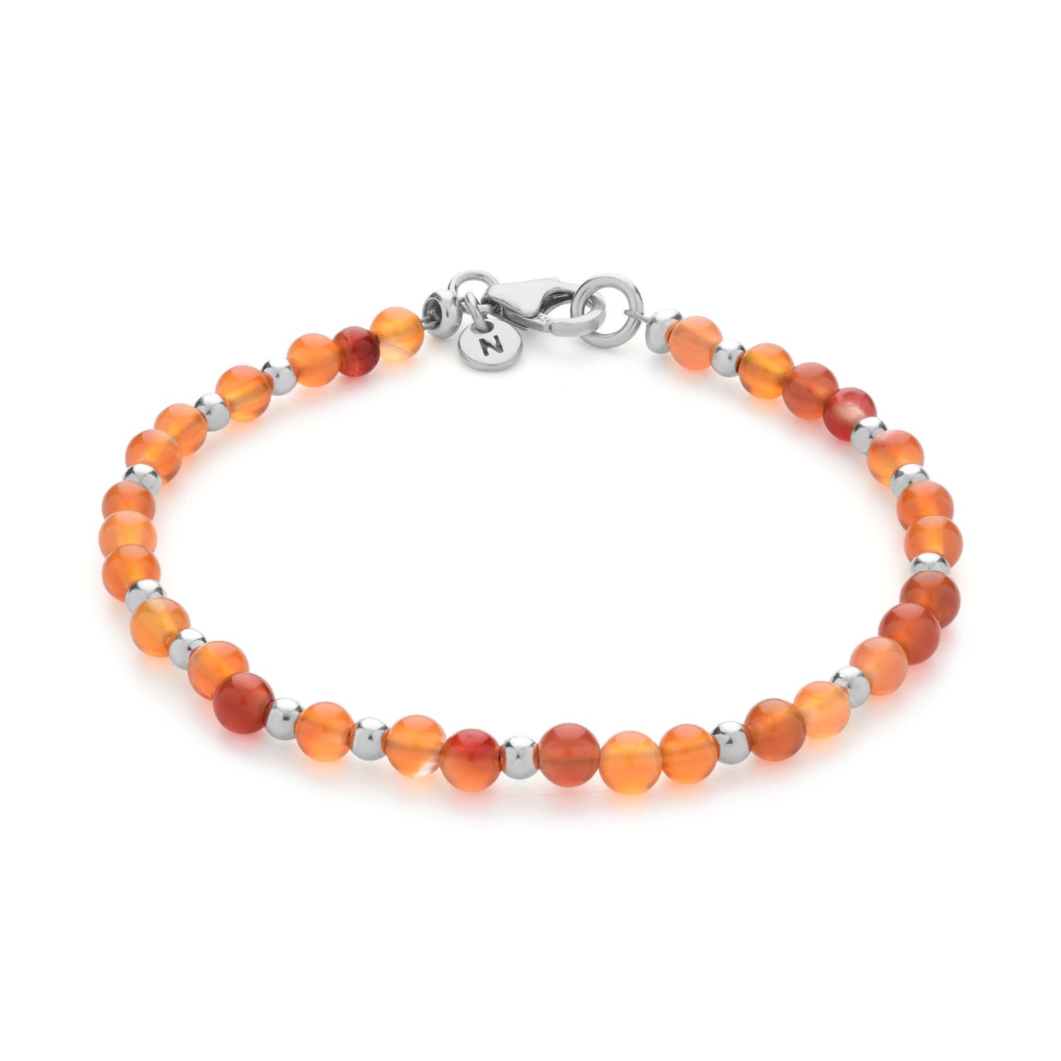 Nellou Jewellery Women's Yellow / Orange Jewel Bead  July Birthstone Bracelet Sterling Silver - Carnelian