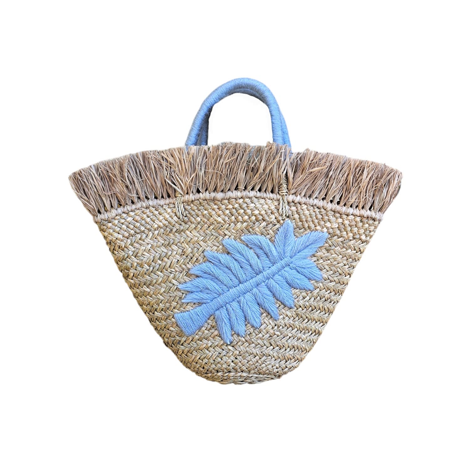 Ohsun Women's Grey Lush Straw Fringe Mini Tote - Cloud