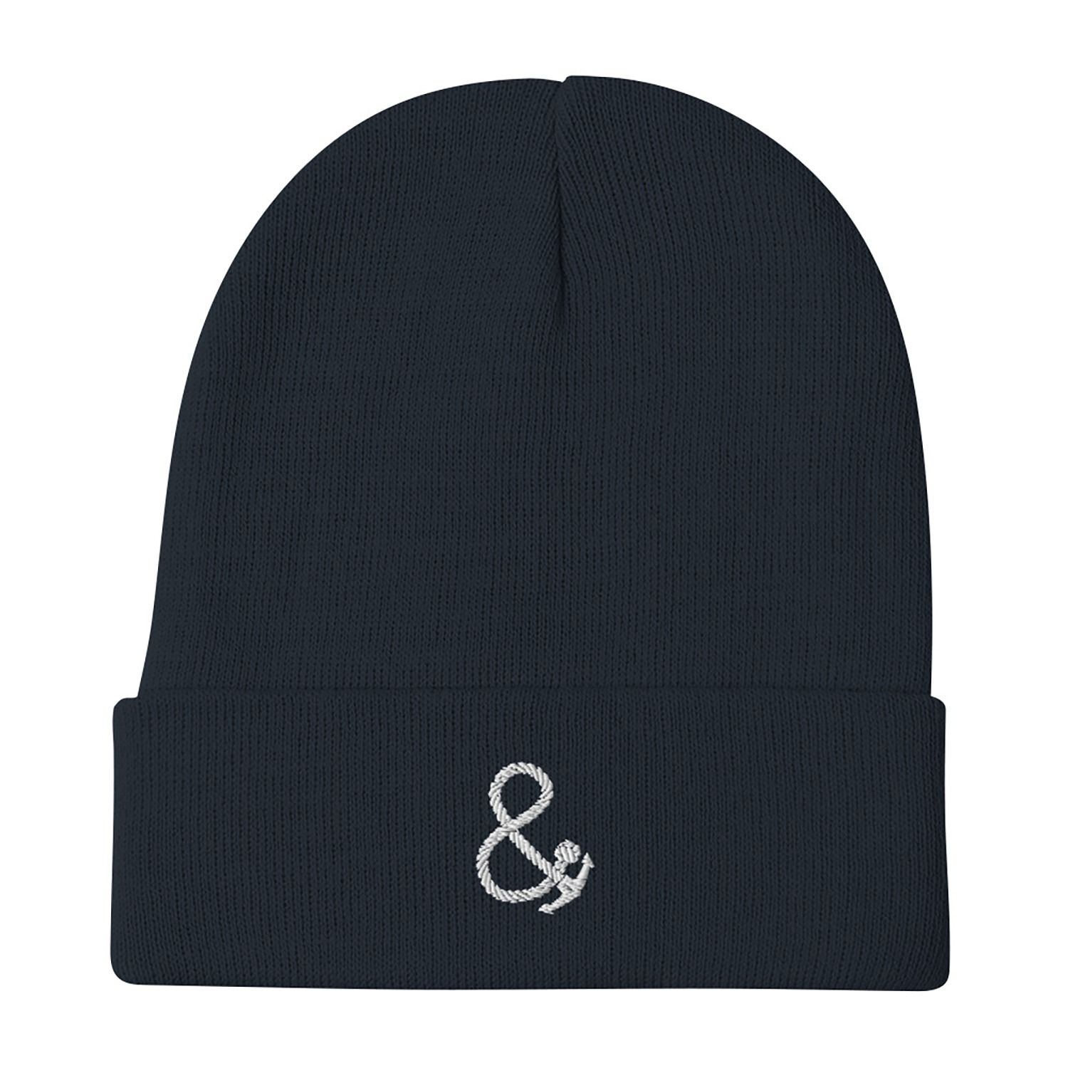 Anchor & Crew Blue Navy Ampersand Signature Cotton Blend Embroidered Beanie - Women In Blue