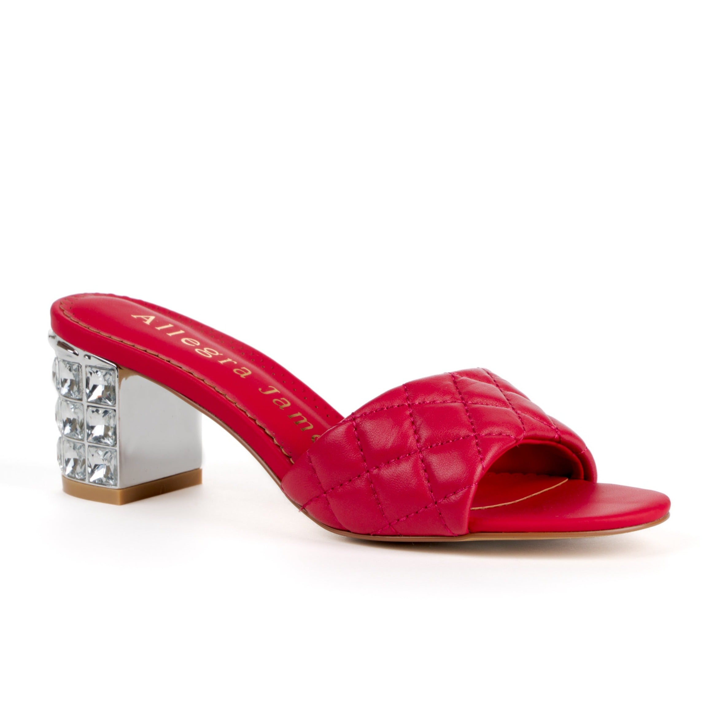 Allegra James Women's Pink / Purple Raya Magenta Rhinestone Block Heel Evening Day Party Mule Sandal In Pink/purple
