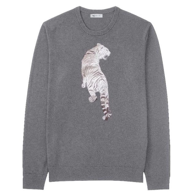 Women's Designer Grey Embroidered Knitwear Women's Designer Grey Jumper| Designer
