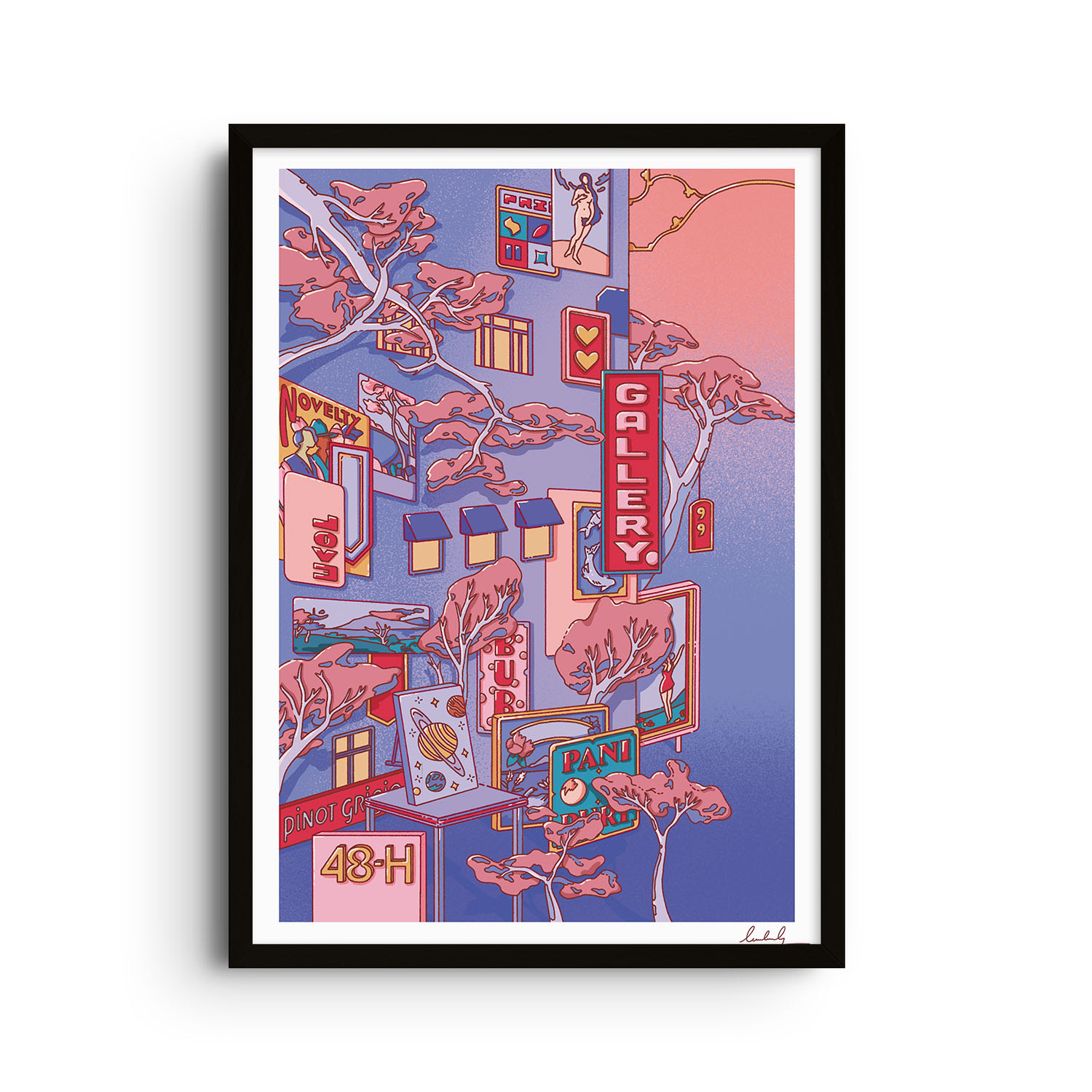 East Side Studio London Blue / Red / Pink Forest Of Consumables I - Anime Art Print - Small In Blue/red/pink