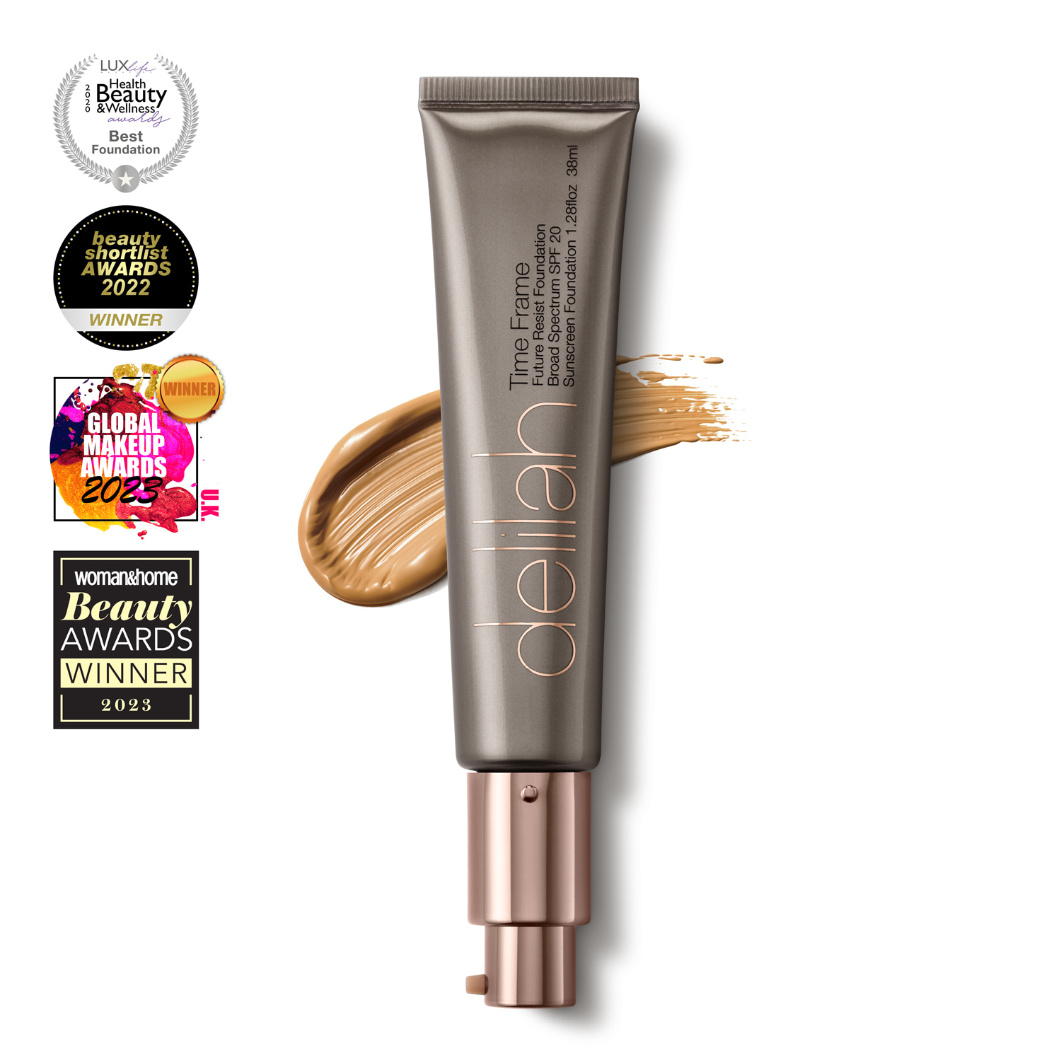 Delilah Neutrals / Brown Time Frame Future Resist Foundation With Spf - Maple In Brown