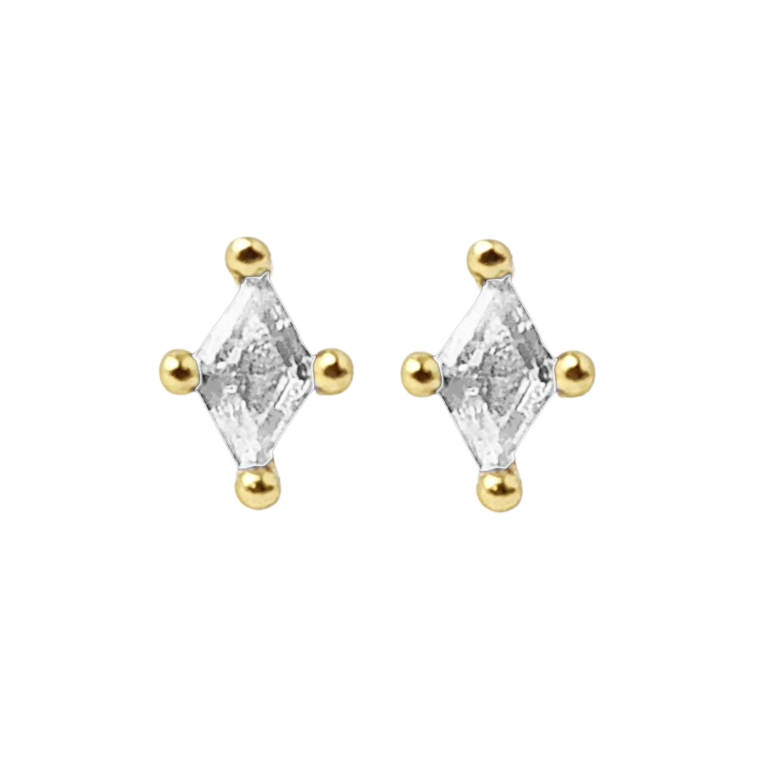 Harfi Women's Silver / Gold Tiny Stud Diamond Everyday Gold Plated Earrings