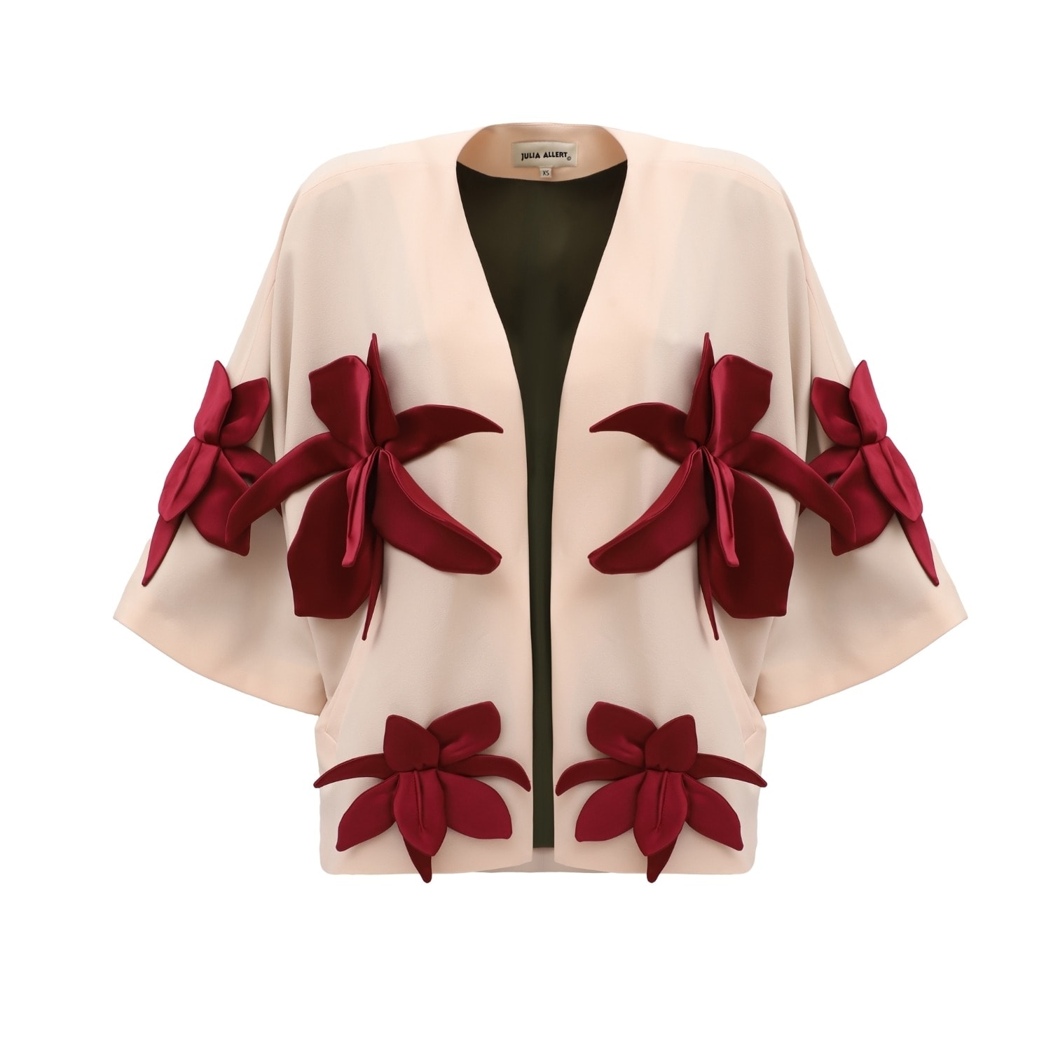 Julia Allert Women's Neutrals Silk-lined Wrap Jacket With Dropped Sleeves Peach Nude