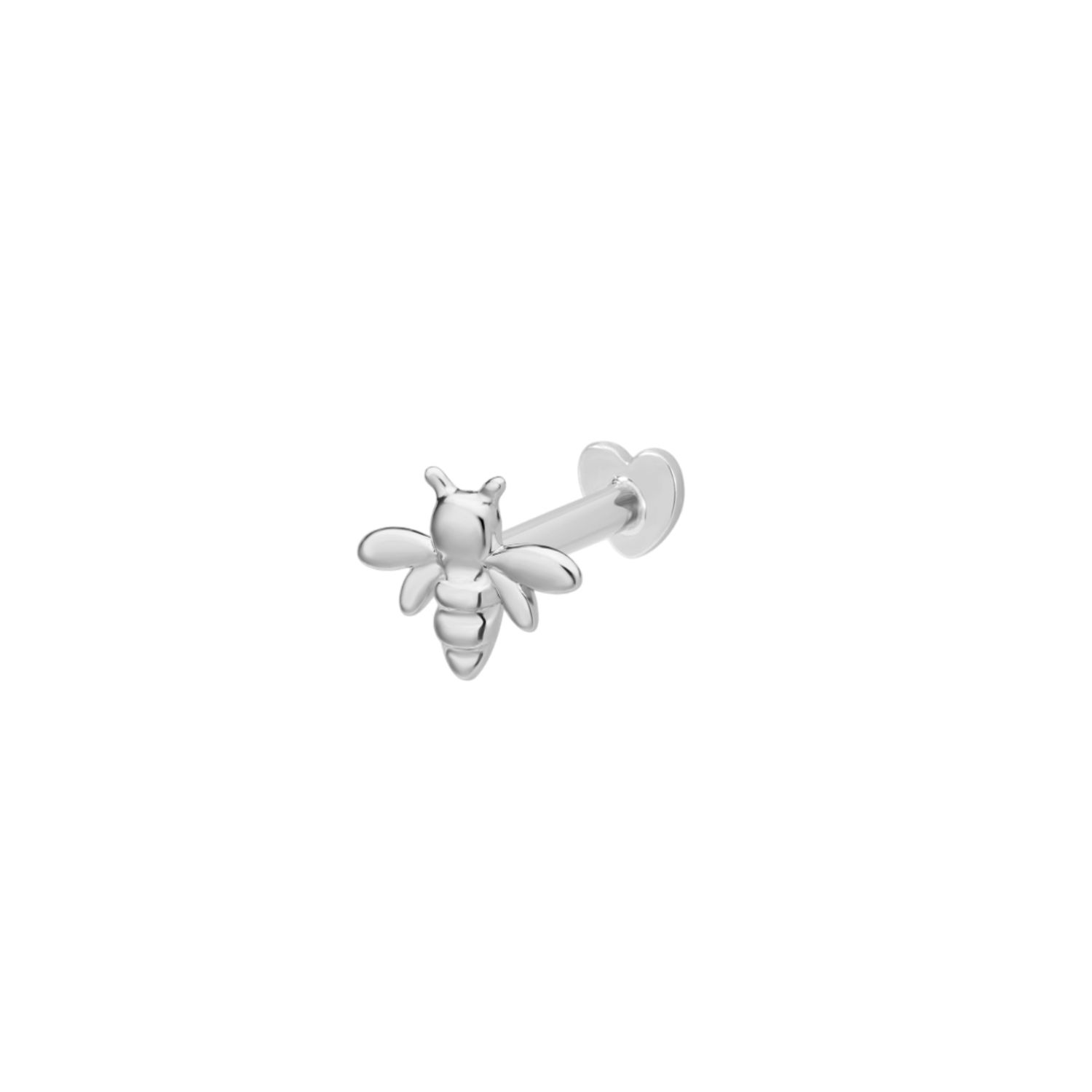 Vanchi Women's Silver 14k Solid White Gold Busy Bee Flat Back Stud In Metallic