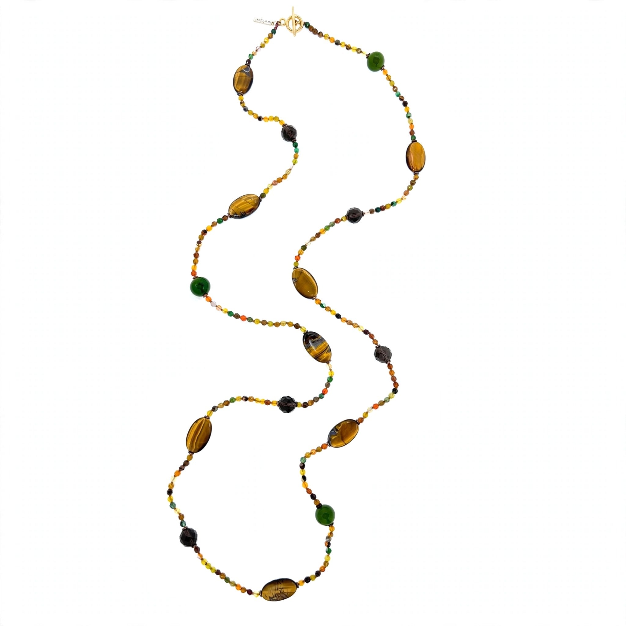 Jaredjamin Women's Terra Tiger's Eye Long Beaded Necklace In Orange