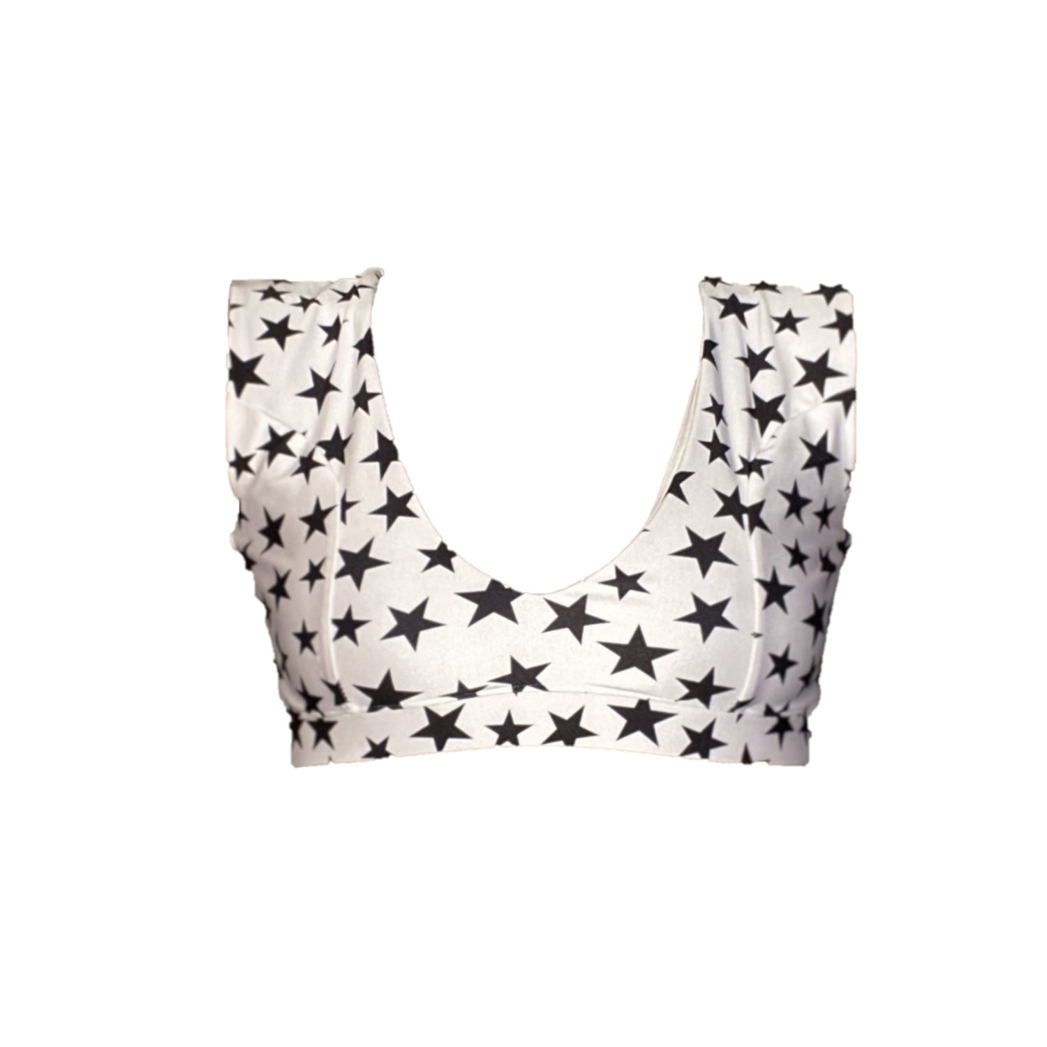 Women’s Francisca Cropped Bikini Top - White With Black Stars Extra Large Brasini Swimwear