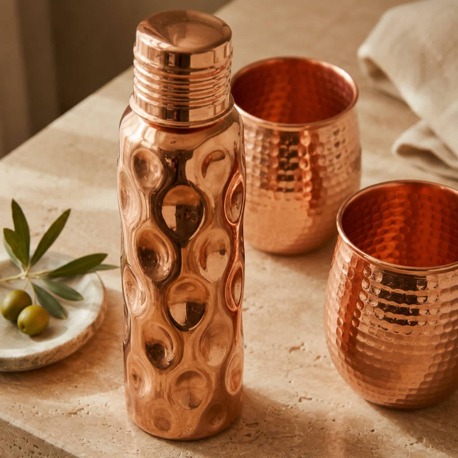 弁当箱・水筒 Copper Water Bottle and 2 Cups Set 弁当箱・水筒