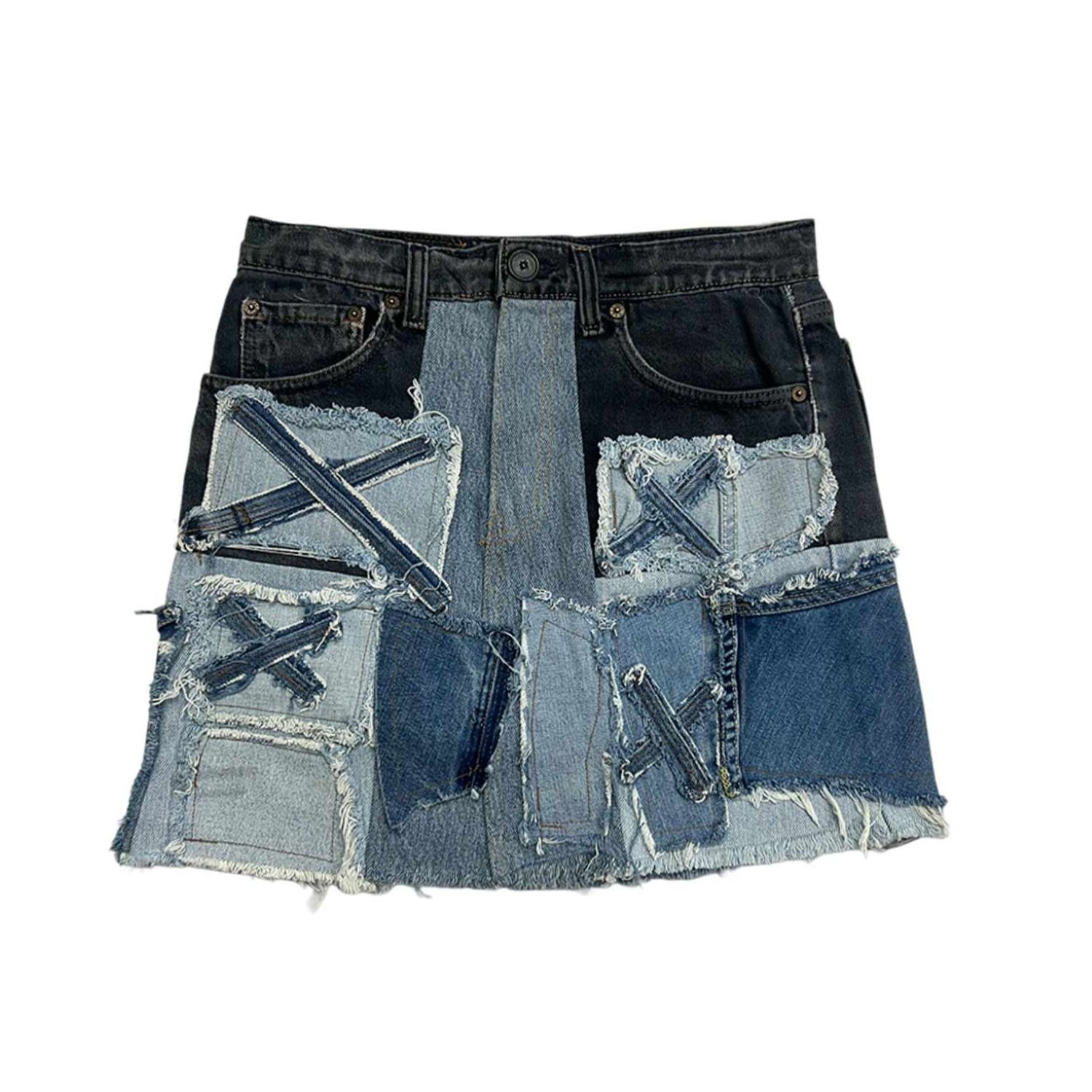 Zasta Studio Women's Shredded Couture Denim Short Skirt