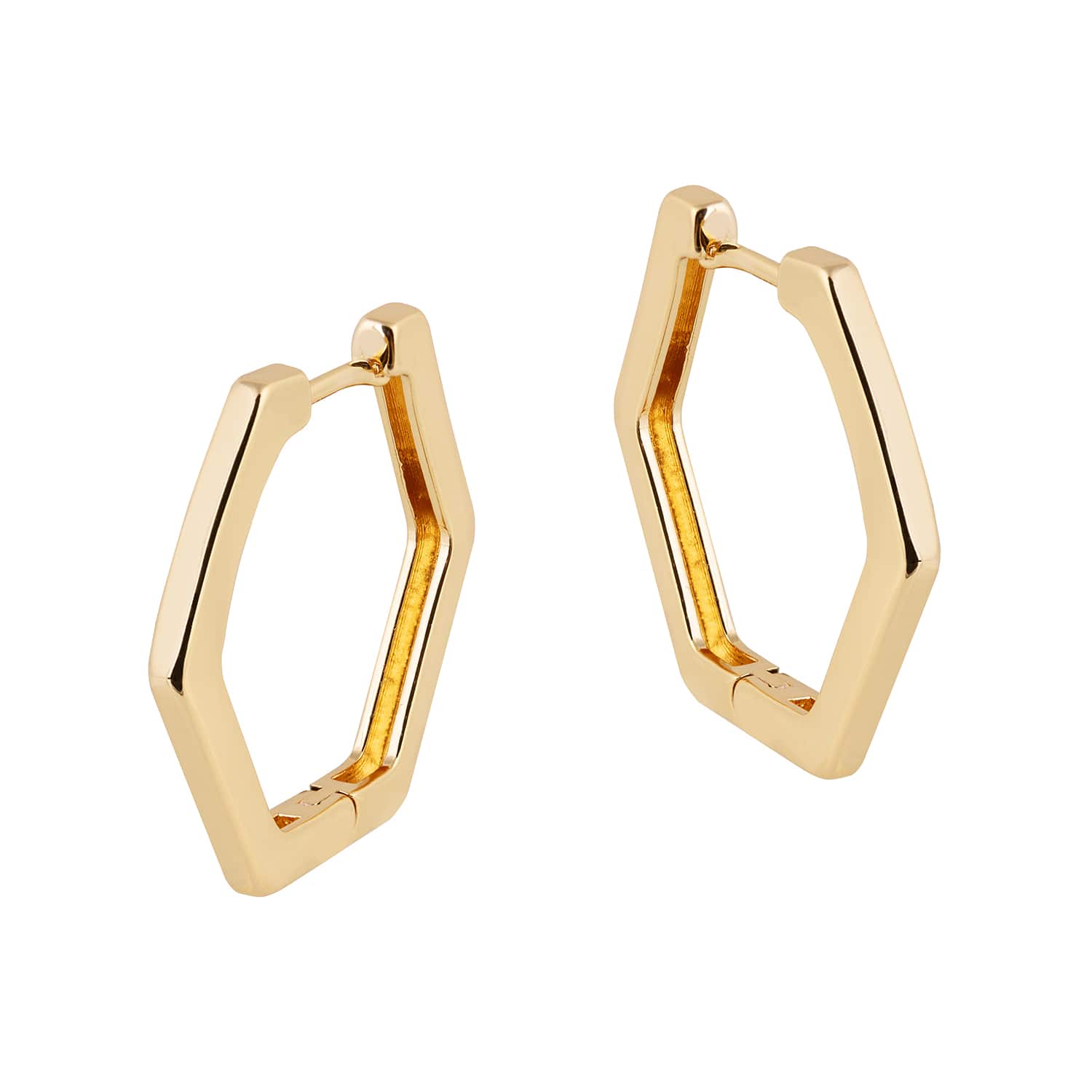 Women’s Bella Hexagonal Gold Hoop Earrings Amadeus