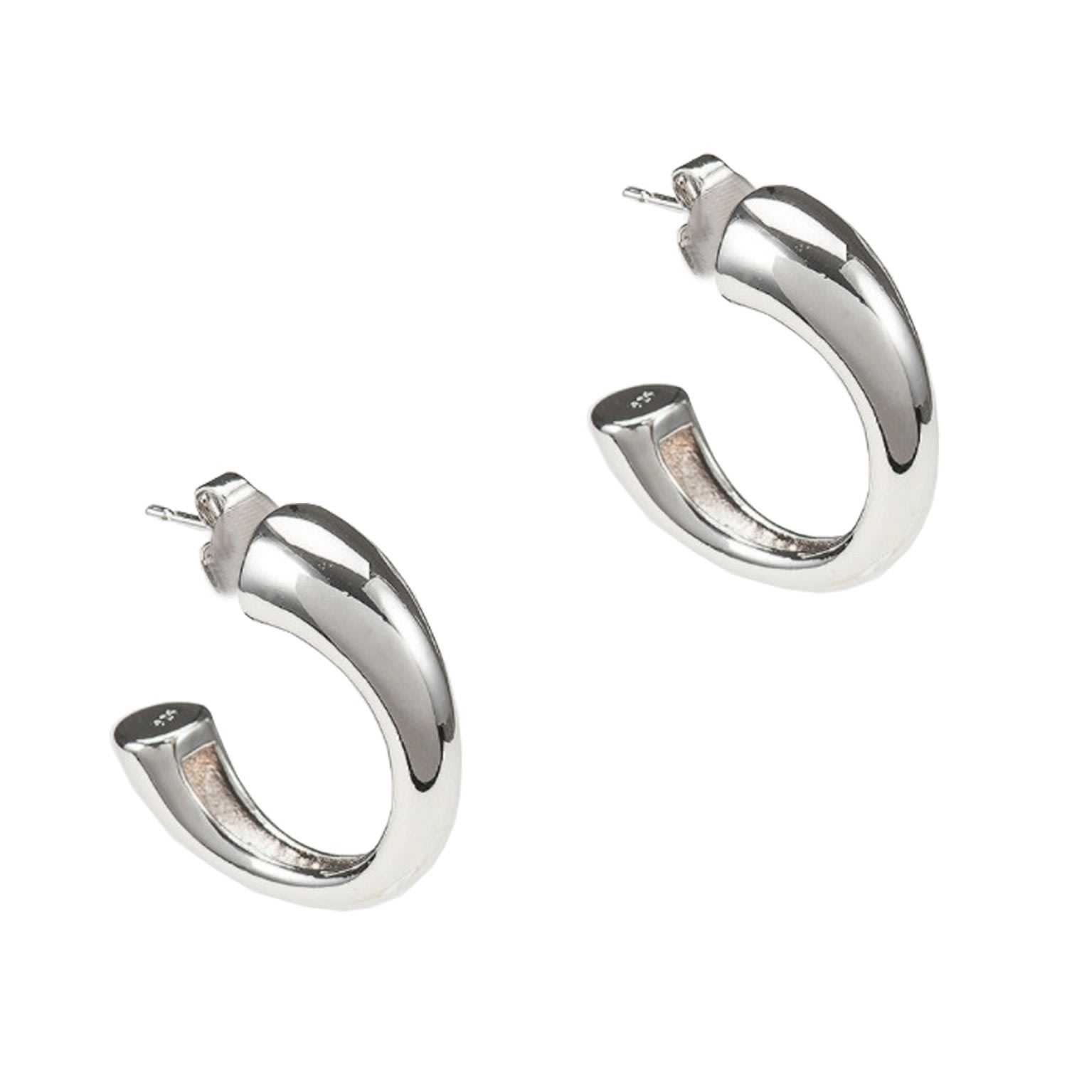 Women’s Silver Semi Hoop Earring Undefined Jewelry