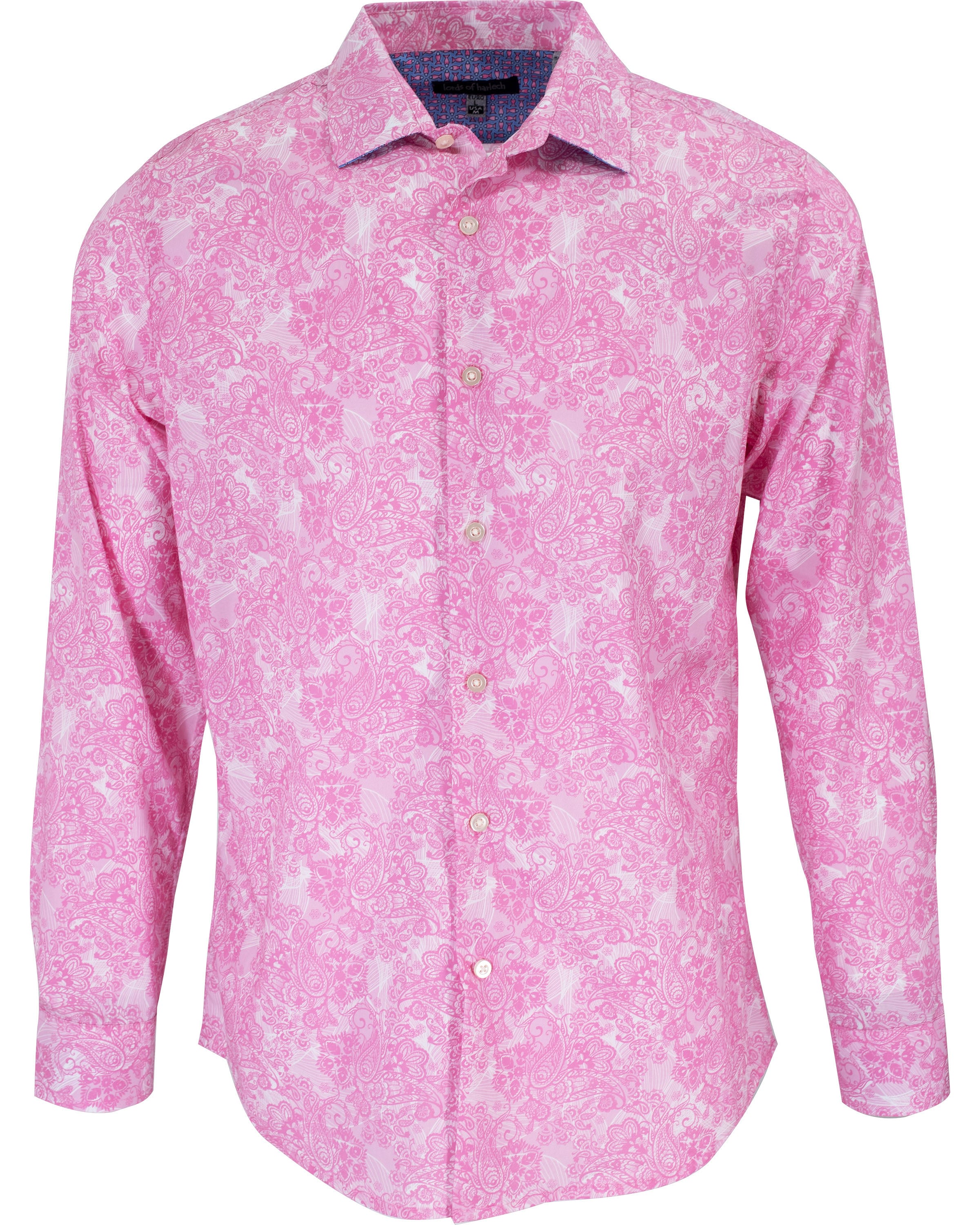 Shop Lords Of Harlech Men's Pink / Purple Nigel Paisley Wave Shirt In Pink In Pink/purple