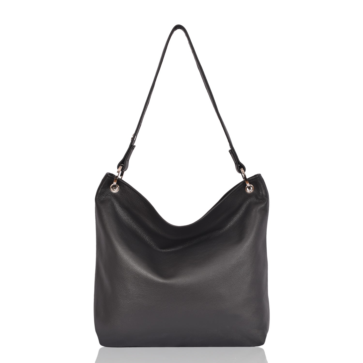 Owen Barry Women's Leather Shoulder Bucket Bag Black Hesta In Black