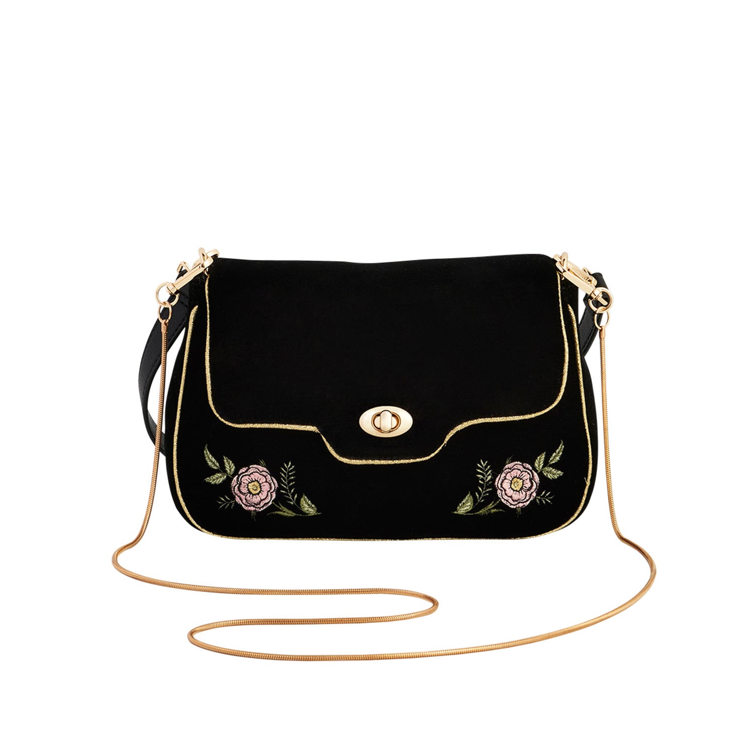 Fable England Women's Black Rose Embroidered Clutch In Black
