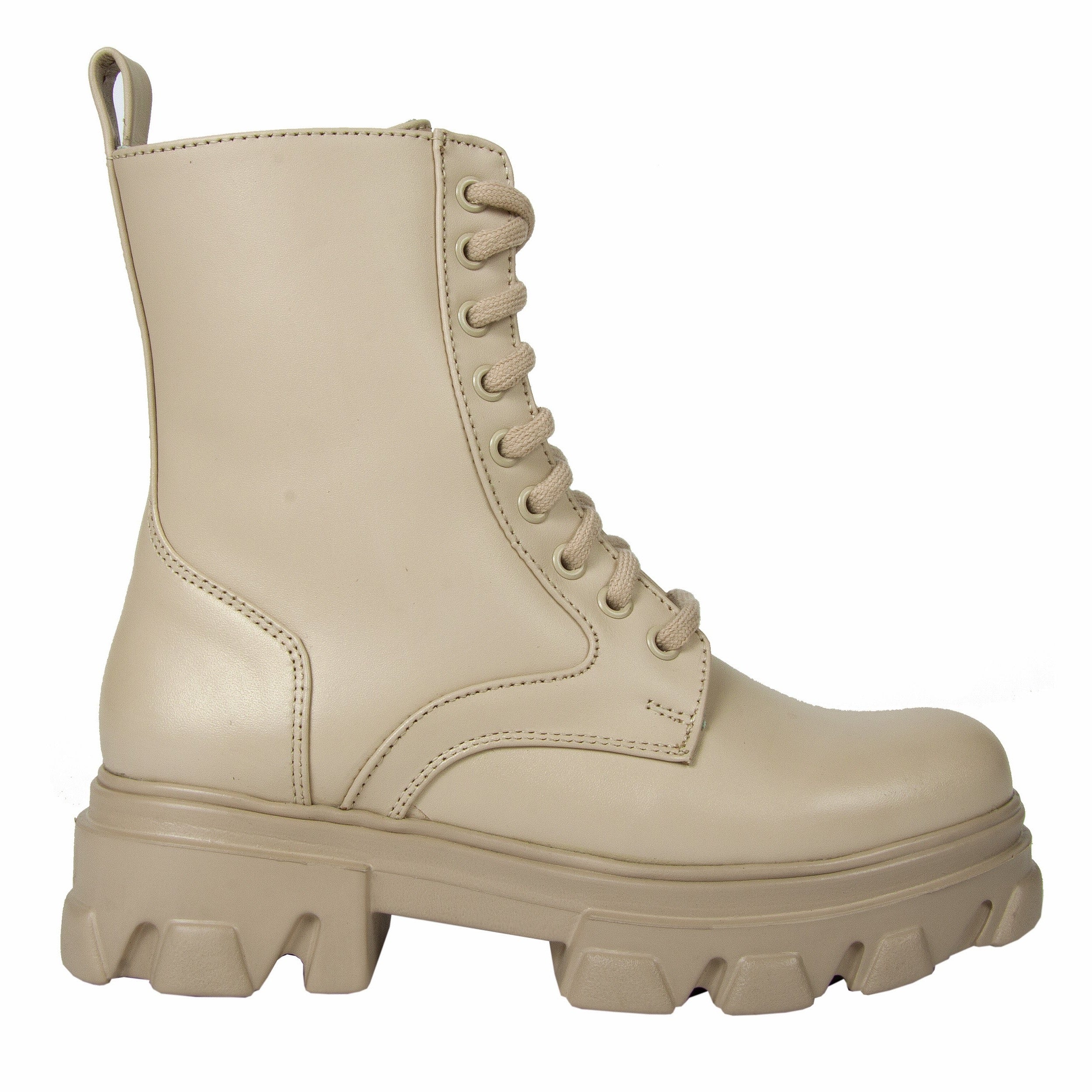 Urbnkicks Women's Neutrals Sand Combat Boot In Beige/black